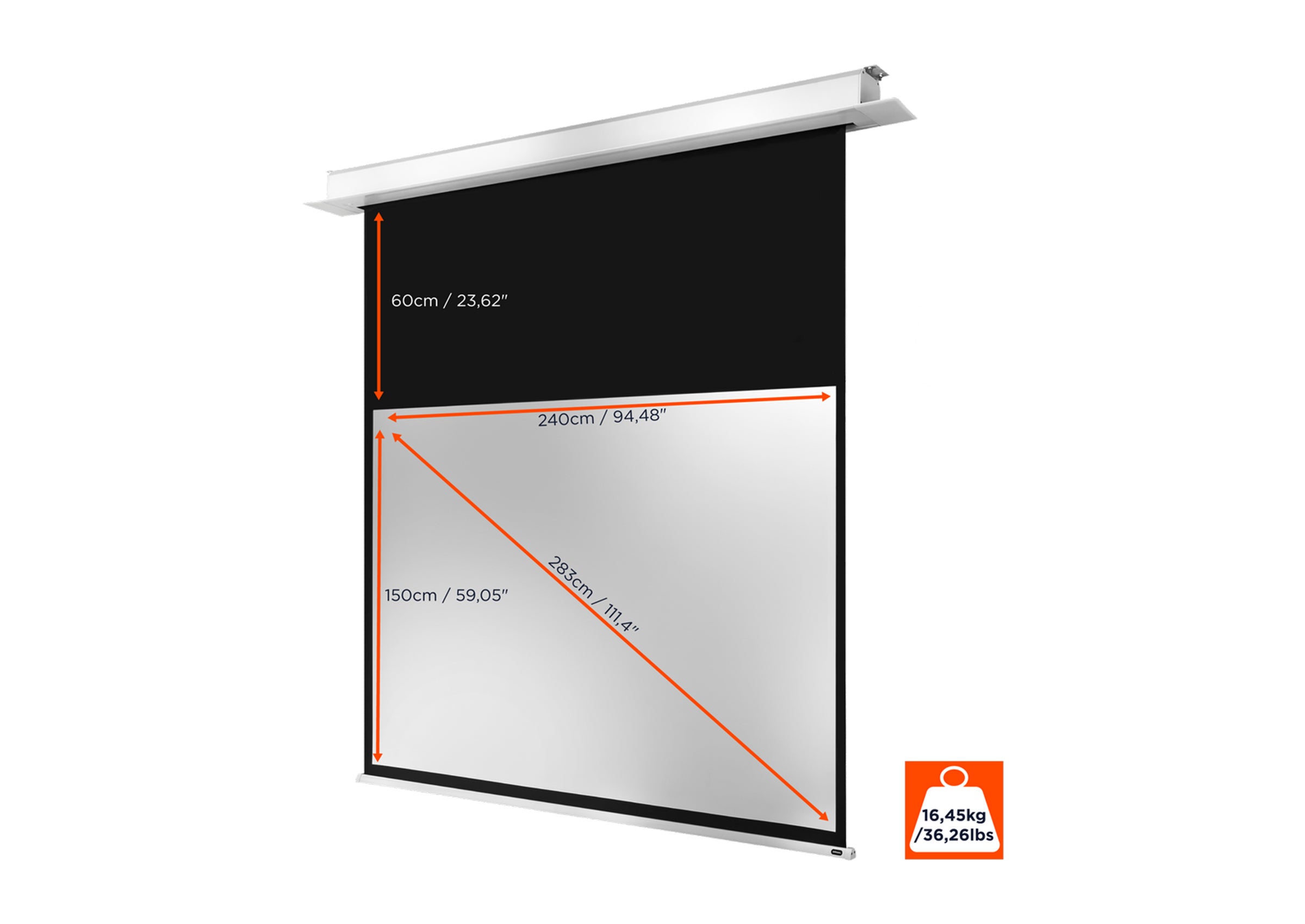 celexon pantalla empotrable motorizada Profesional Plus