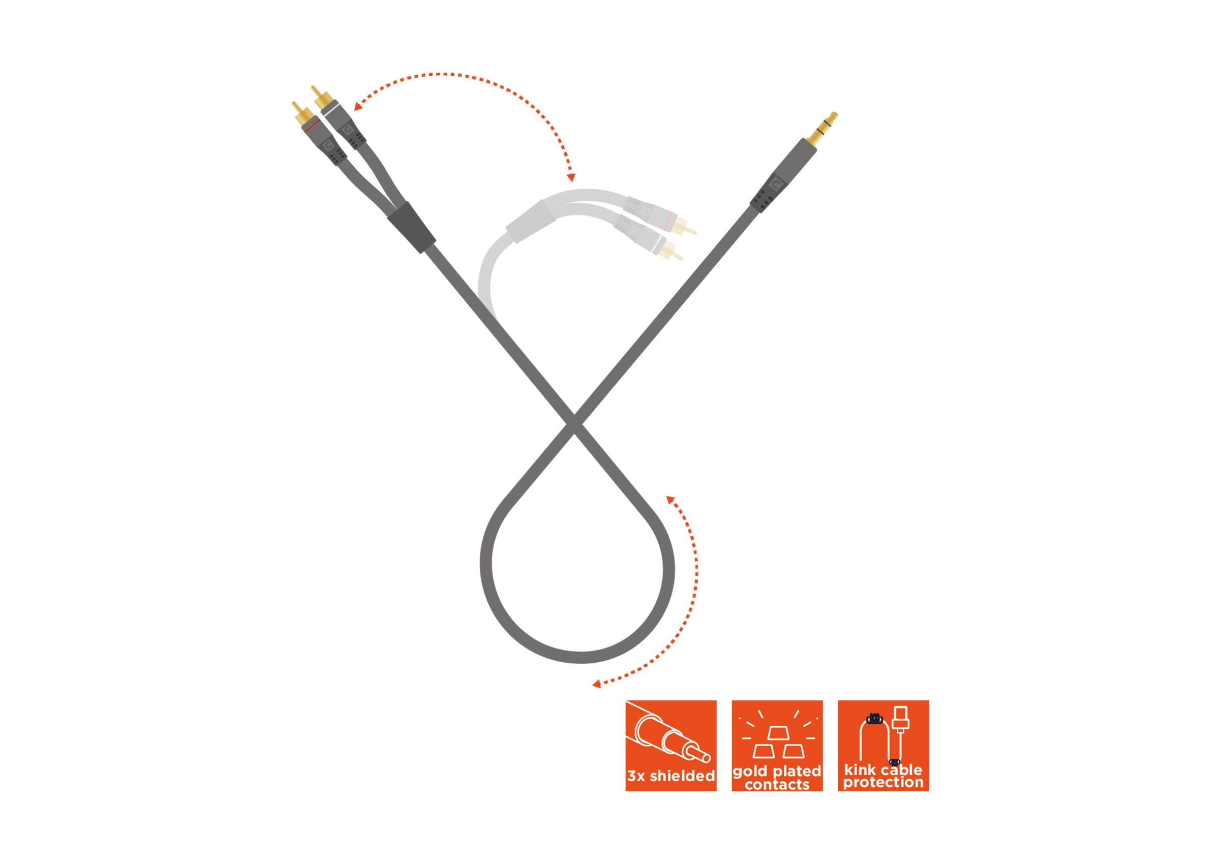 celexon 2x Cinch auf 3,5mm Stereo Klinke Audiokabel - Professional Line