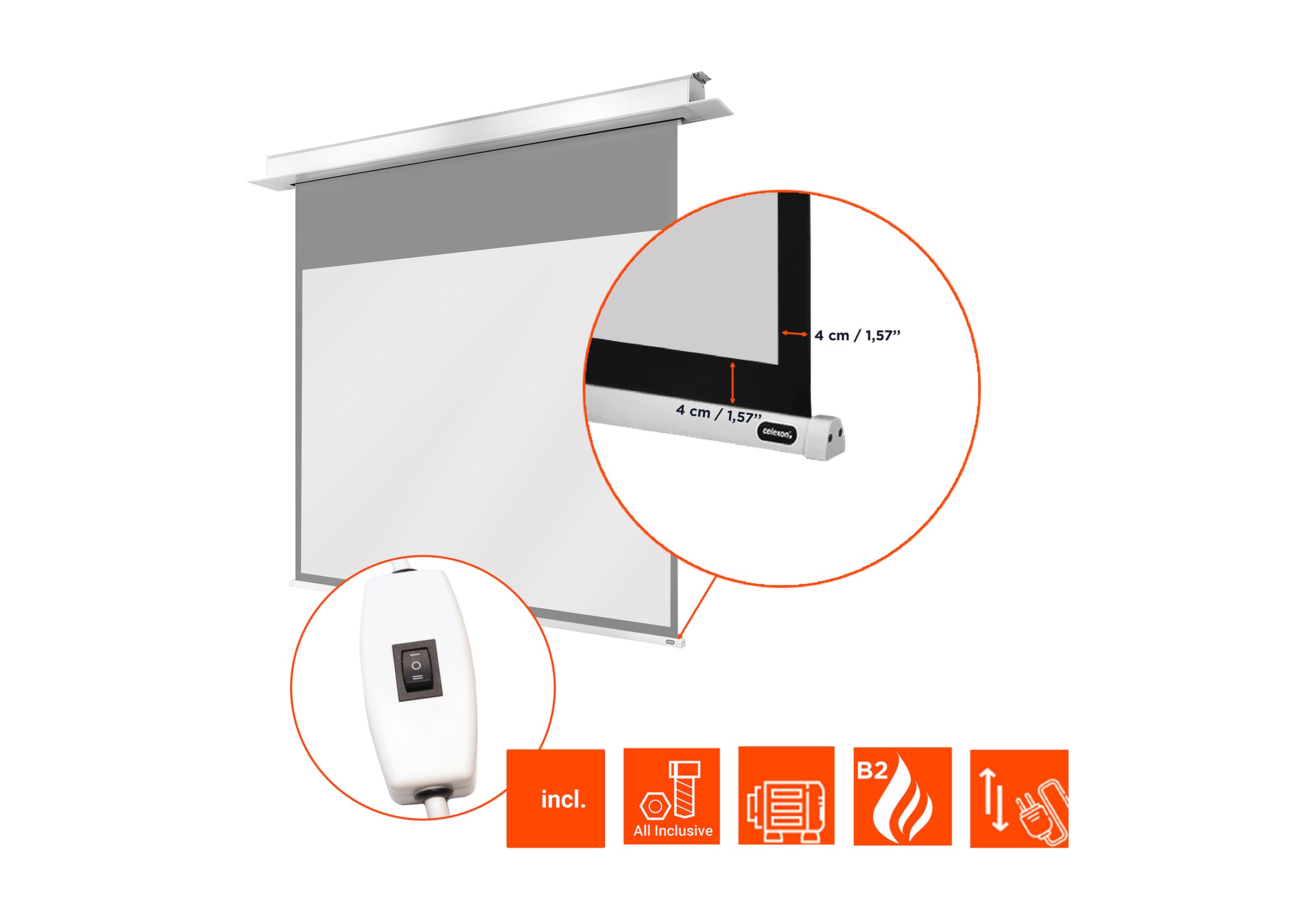 celexon pantalla empotrable motorizada Profesional Plus