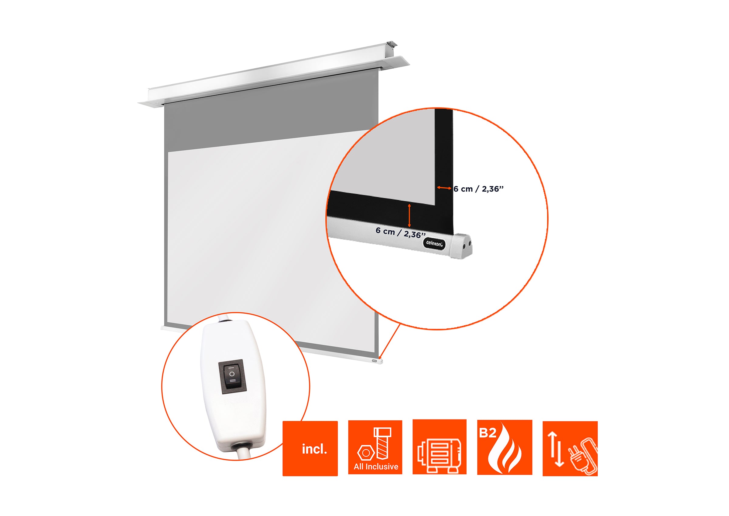 celexon pantalla empotrable motorizada Profesional Plus