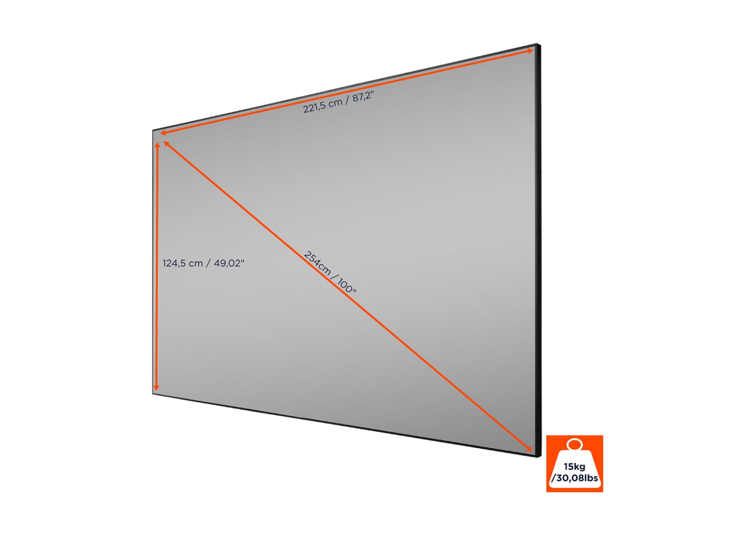 Écran de projection sur cadre celexon HomeCinema Performance à Haut Contraste 221,5 x 124,5 cm, 100" - CLR UST