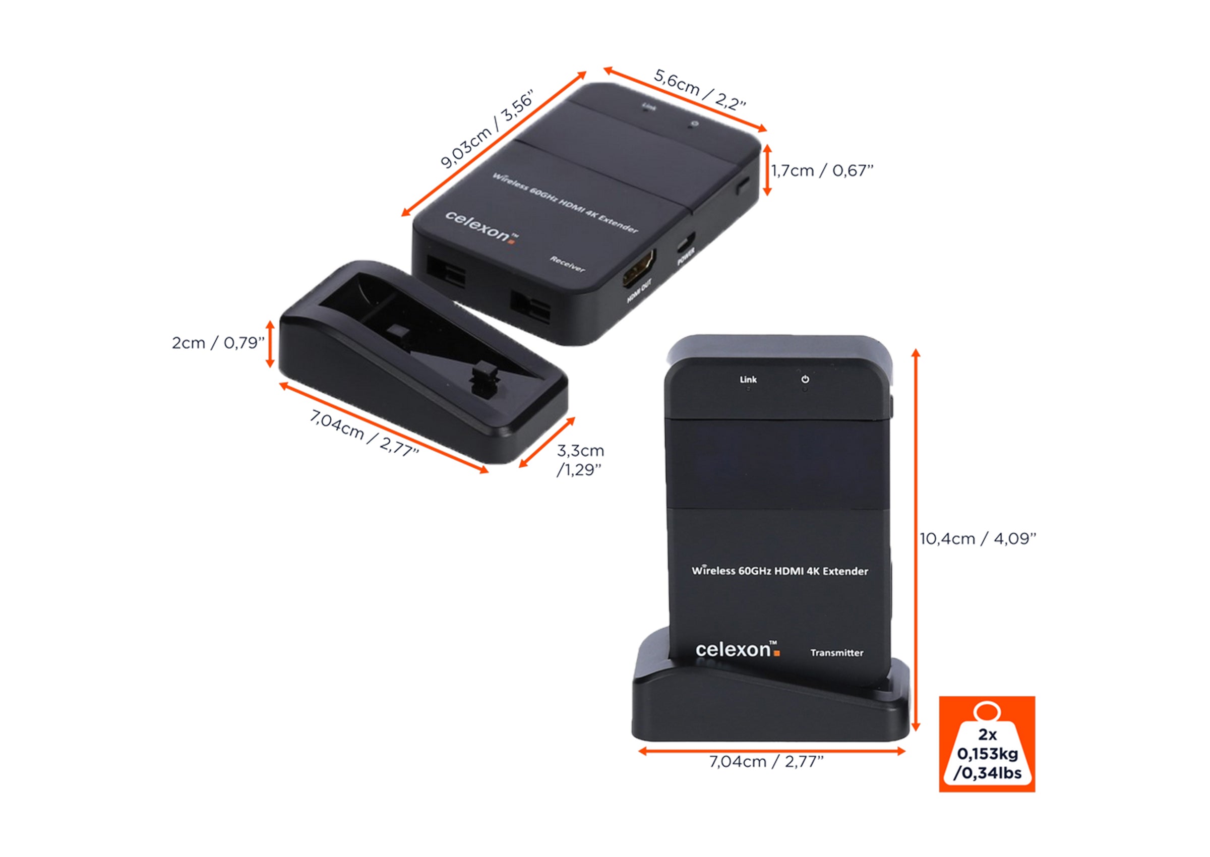 celexon WHD30M Expert radiowy system bezprzewodowy HDMI 4K UHD 3840x2160 60GHz