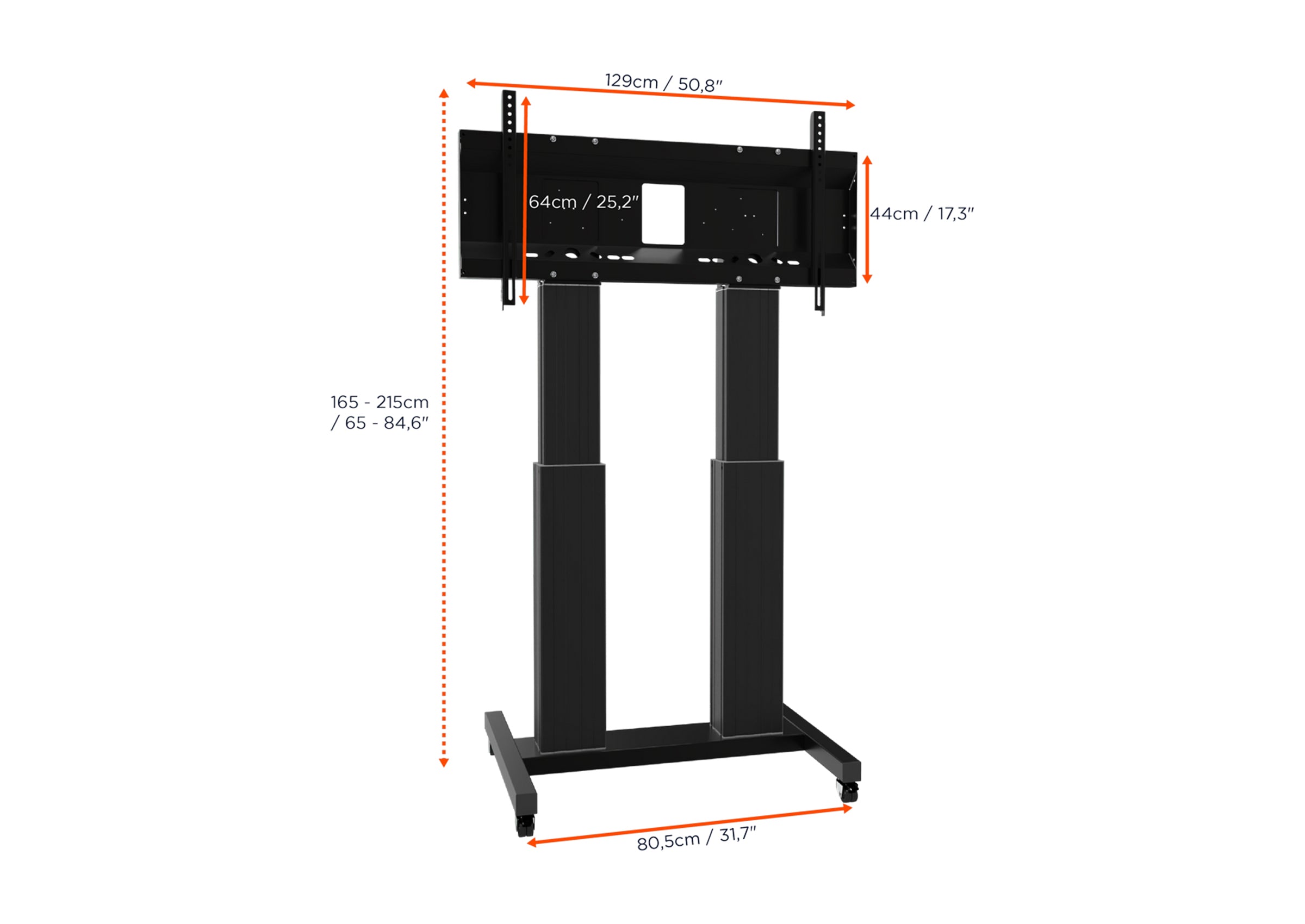 celexon Expert elektrisch höhenverstellbarer Display-Rollwagen Adjust-70120MB- 50cm