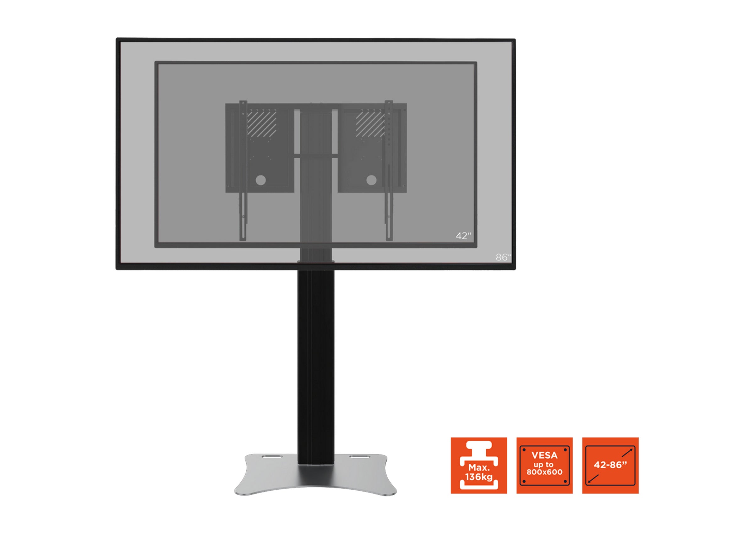 Support fixe celexon Expert Adjust-4286PB réglable en hauteur électriquement - 42”-86”