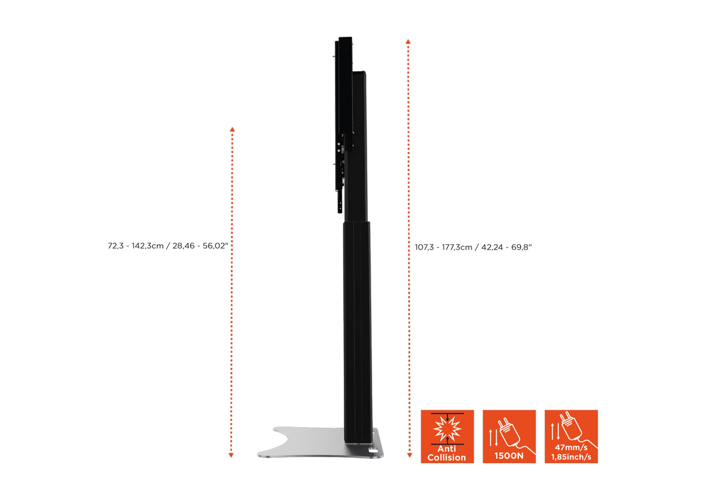 Support fixe celexon Expert Adjust-4286PB réglable en hauteur électriquement - 42”-86”