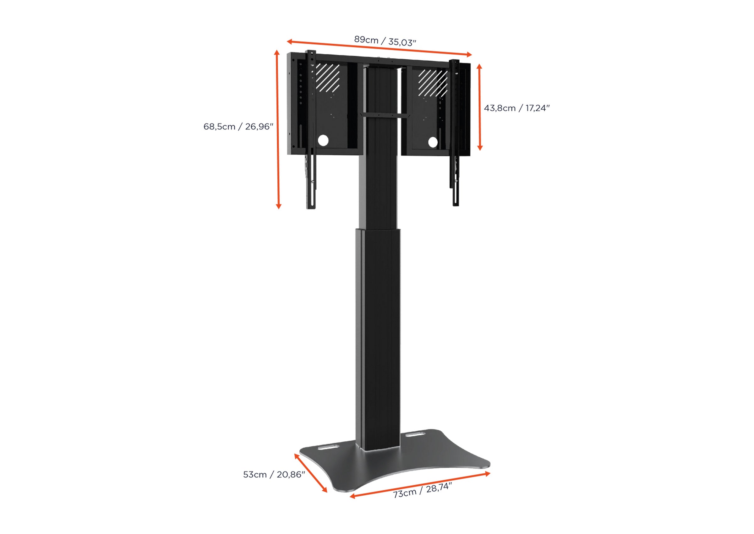 Support fixe celexon Expert Adjust-4286PB réglable en hauteur électriquement - 42”-86”