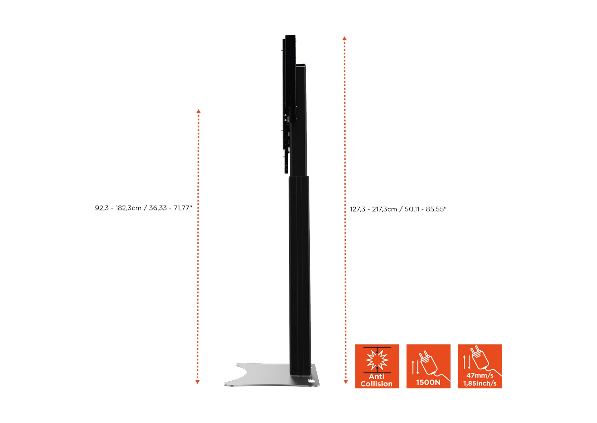 Support fixe celexon Expert Adjust-4286PB réglable en hauteur électriquement - 42”-86”