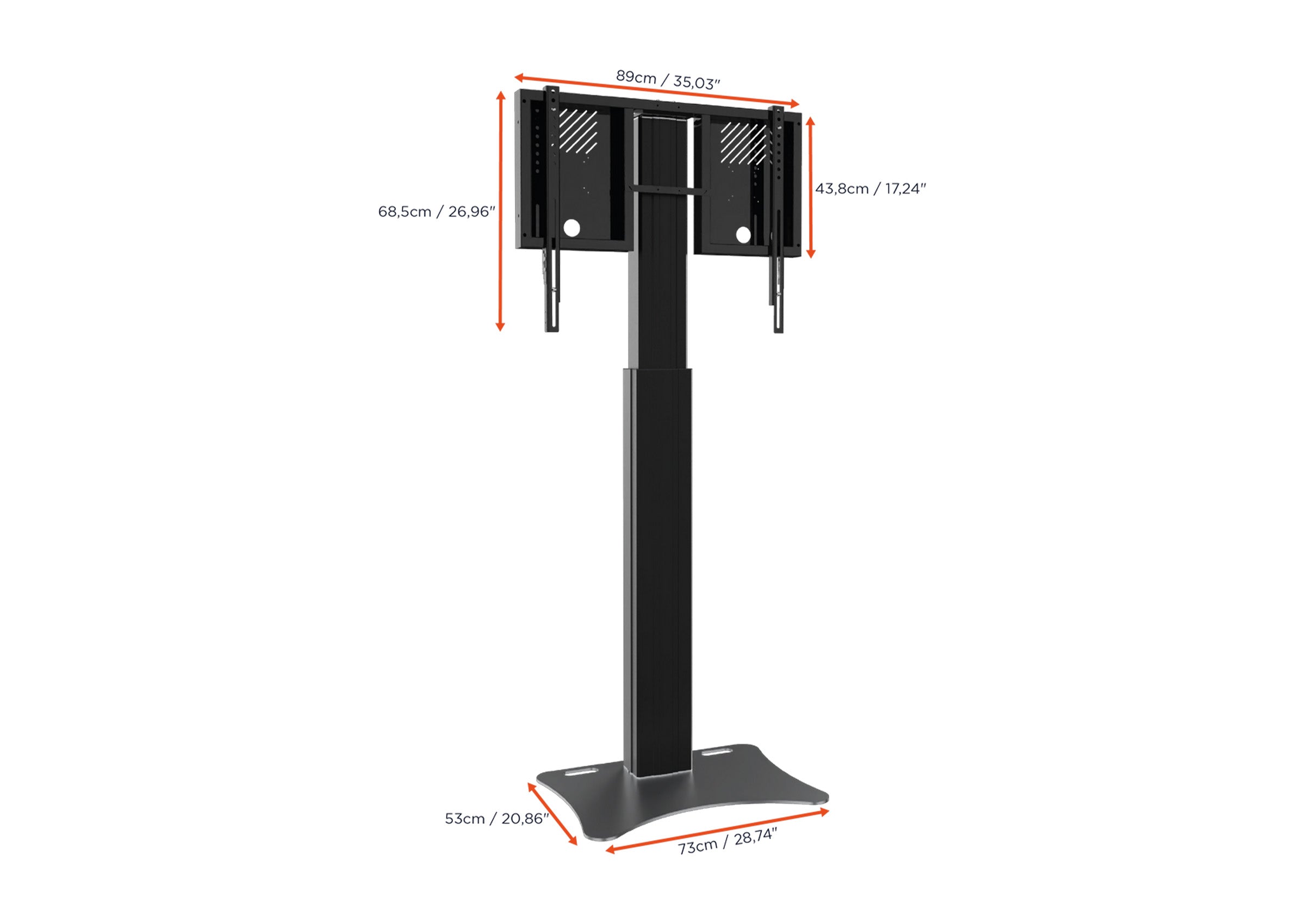 Support fixe celexon Expert Adjust-4286PB réglable en hauteur électriquement - 42”-86”