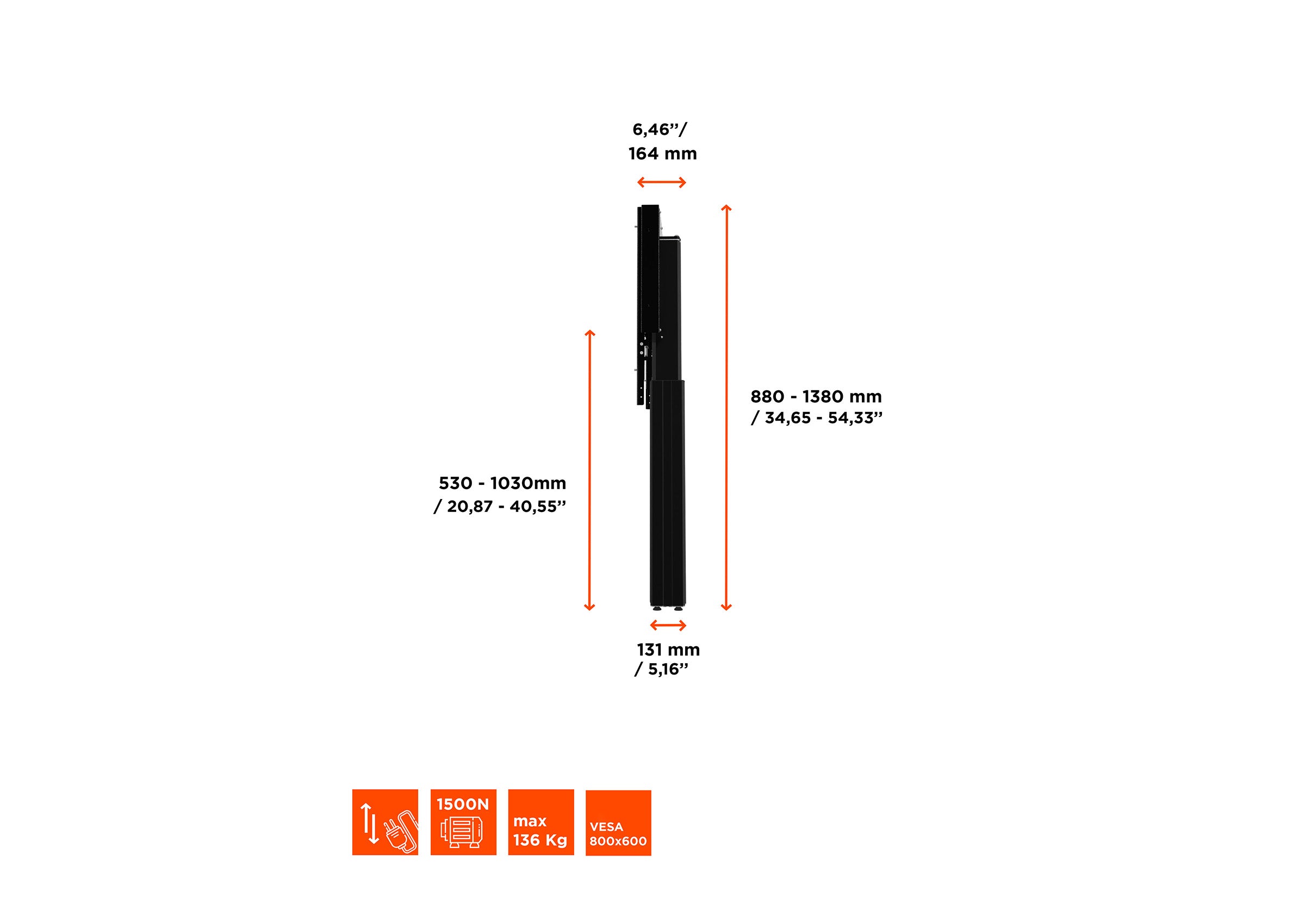 celexon Expert elektrisch hoogteverstelbare Display-standaard Adjust-4286WB met muurhouder