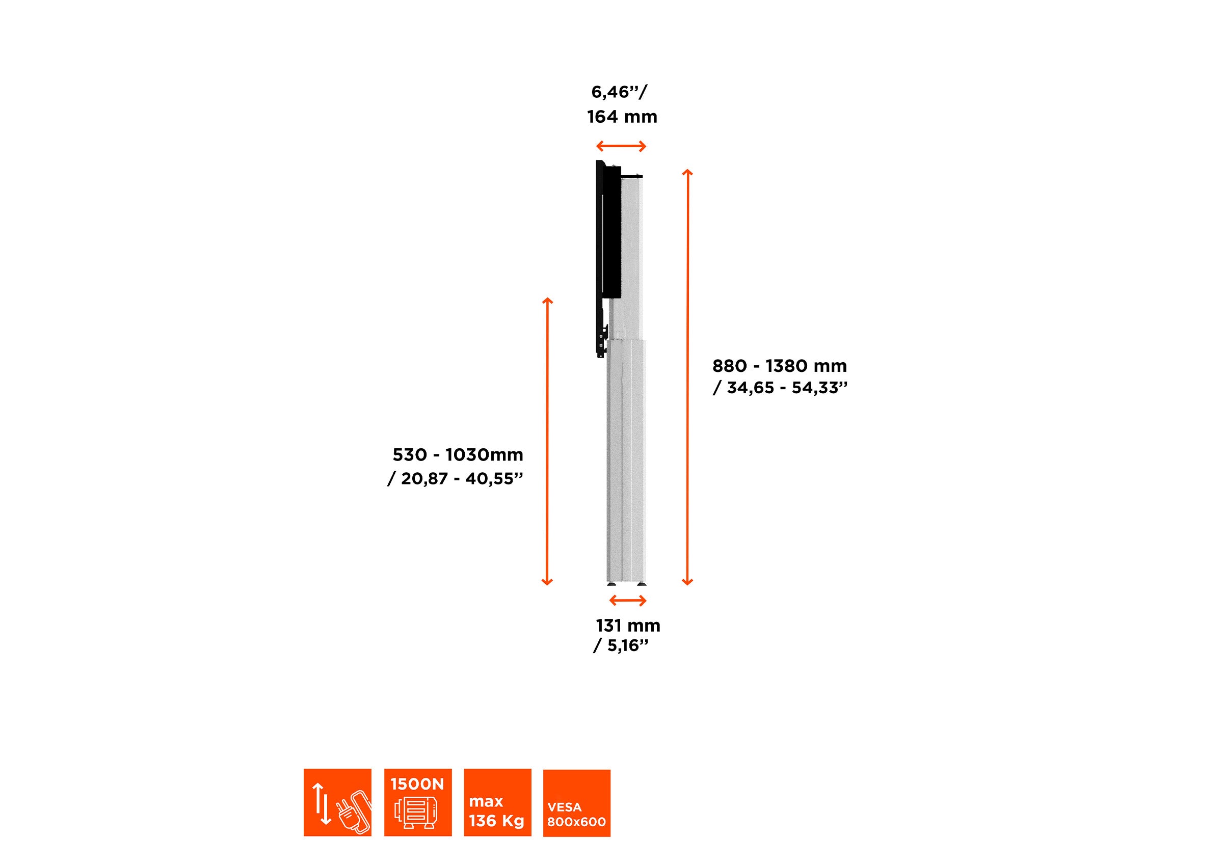 celexon Expert elektrisch höhenverstellbarer Display-Ständer Adjust-4286WS mit Wandbefestigung