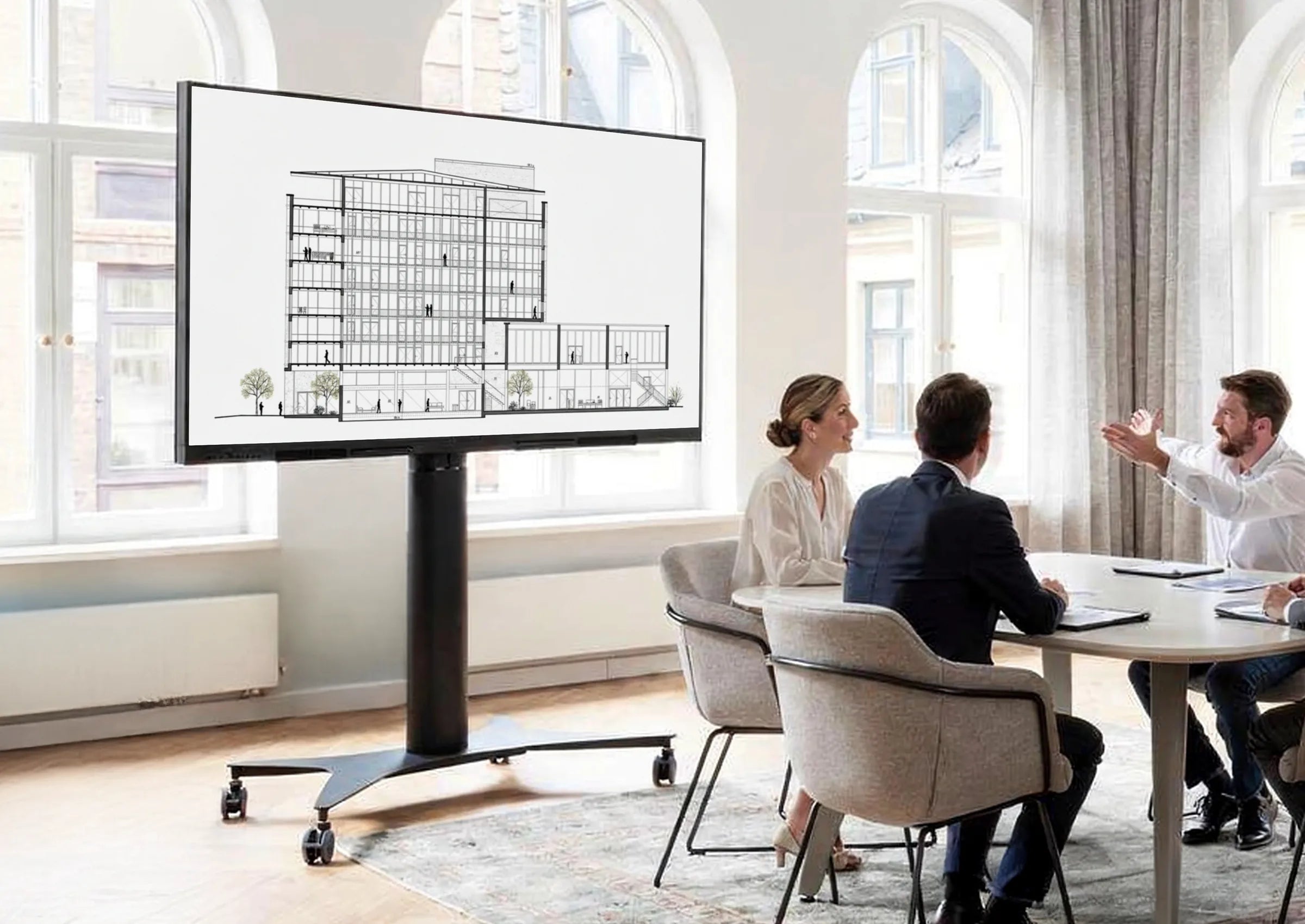 celexon Expert elektrisch höhenverstellbarer Display Rollwagen Adjust-42100M - 70 cm