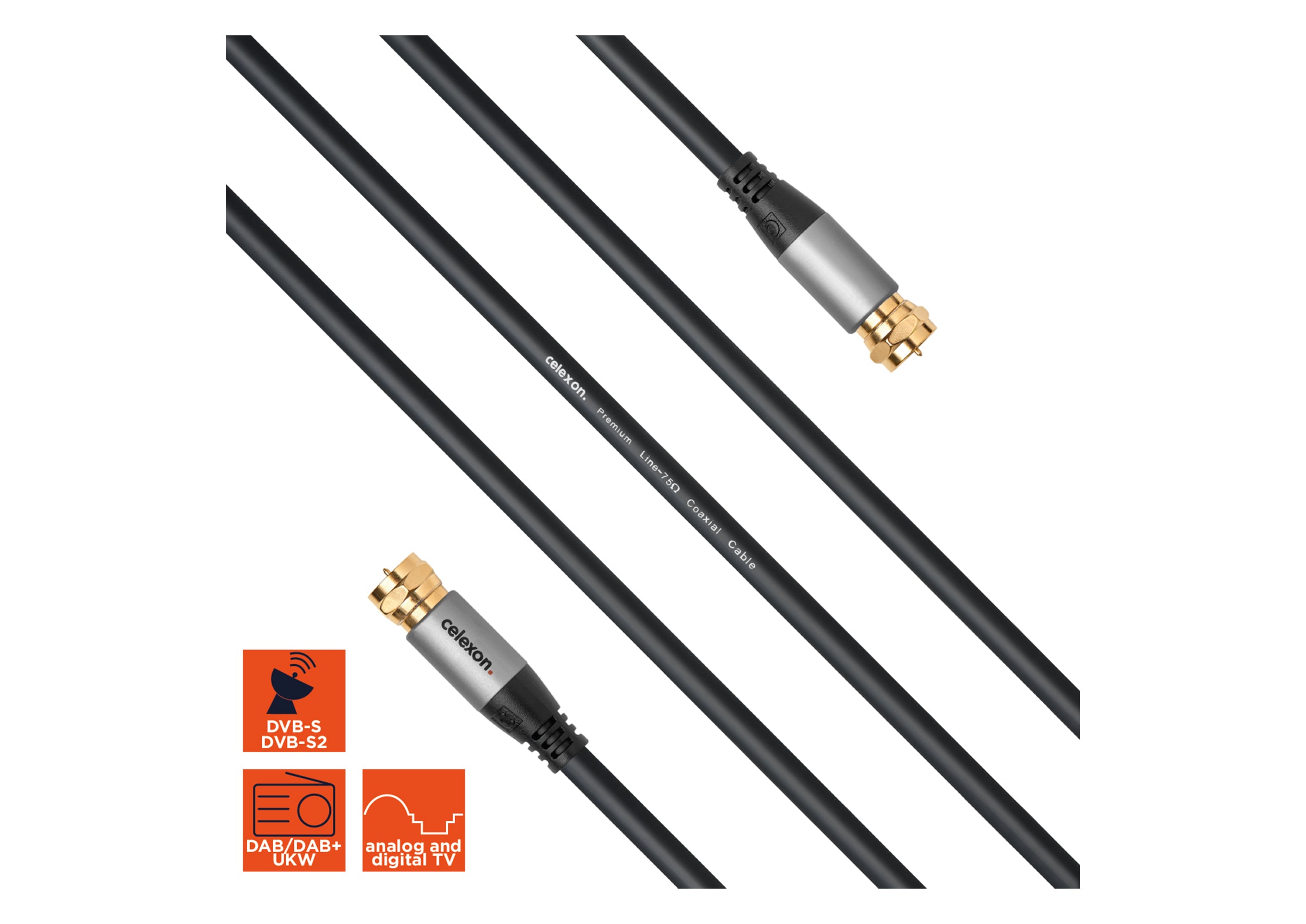 Câble d'antenne satellite fiche F celexon PRO