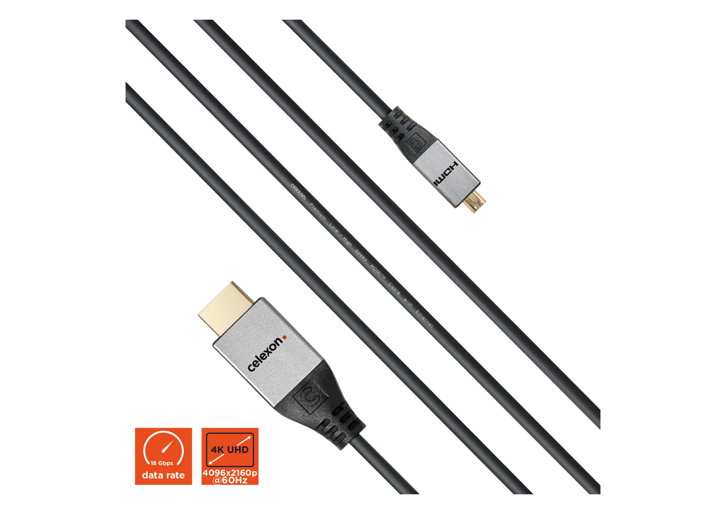 Câble HDMI vers micro HDMI avec Ethernet 2.0a/b 4K celexon PRO