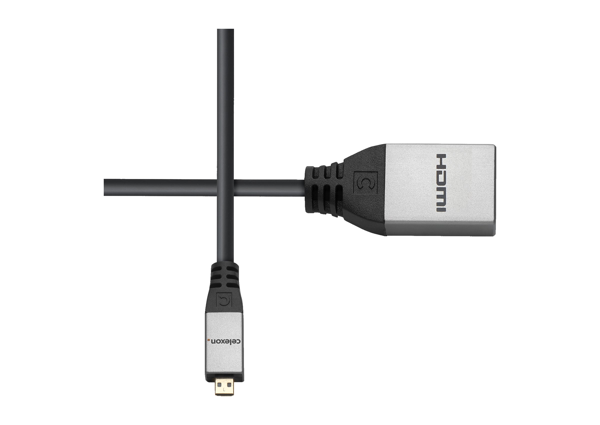 celexon Micro HDMI to HDMI M/F adapter with Ethernet - 2.0a/b 4K 0.25m - Professional Line