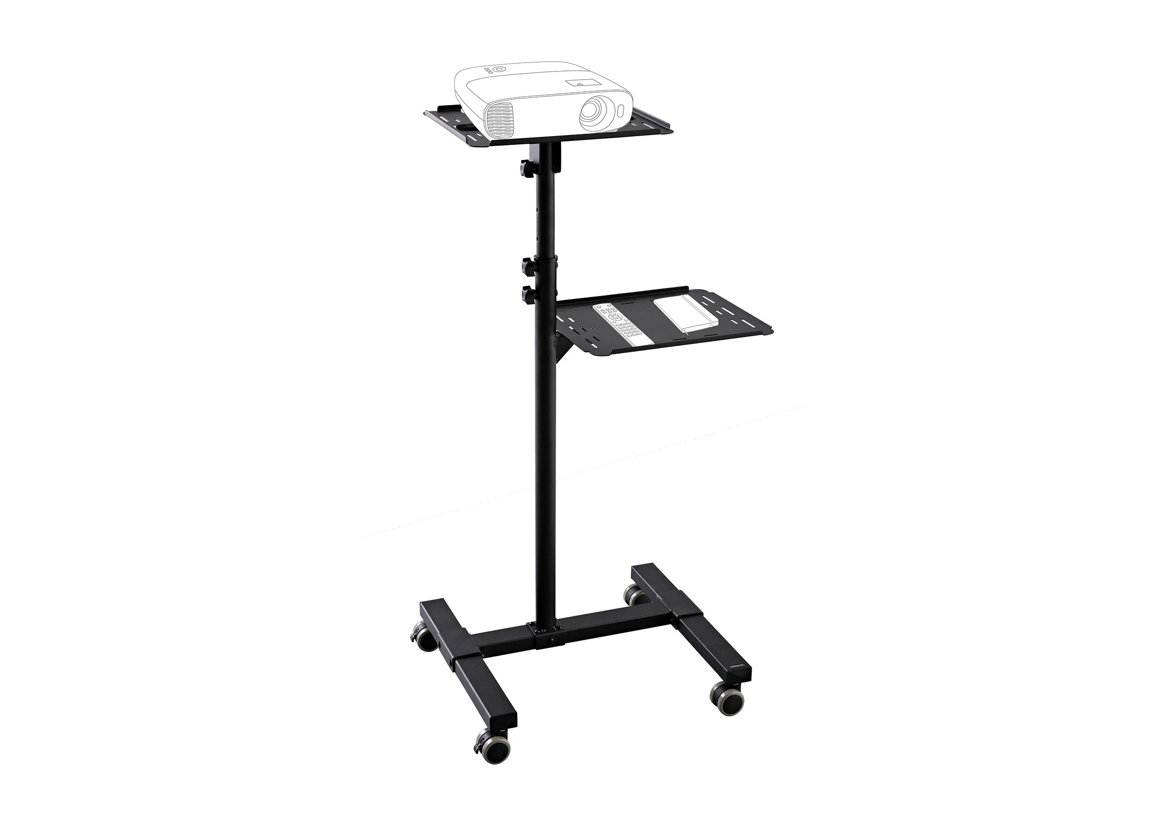 Table mobile de présentation celexon PT3020 pour vidéoprojecteur, à 2 plateaux - Noir