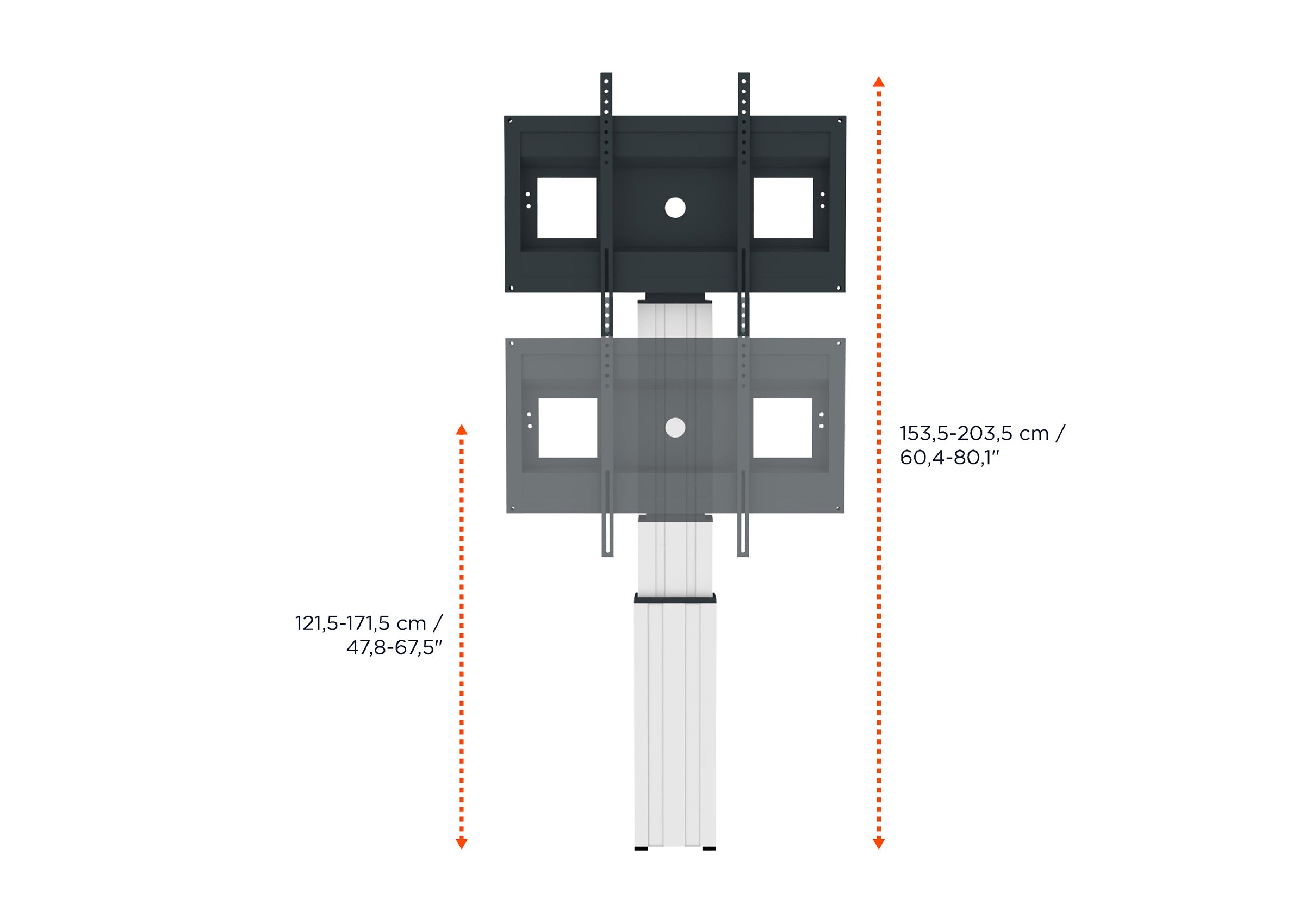 celexon Professional Plus elektrisch in hoogte verstelbare displaystandaard Verstellen-42100W met wandmontage