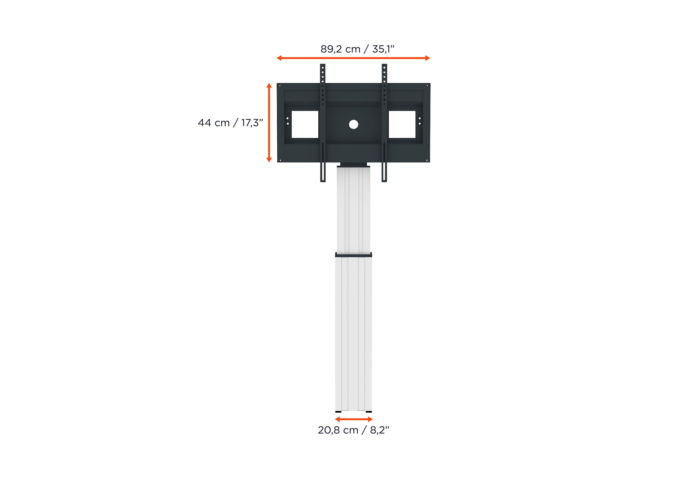 celexon Professional Plus elektrisch in hoogte verstelbare displaystandaard Verstellen-42100W met wandmontage