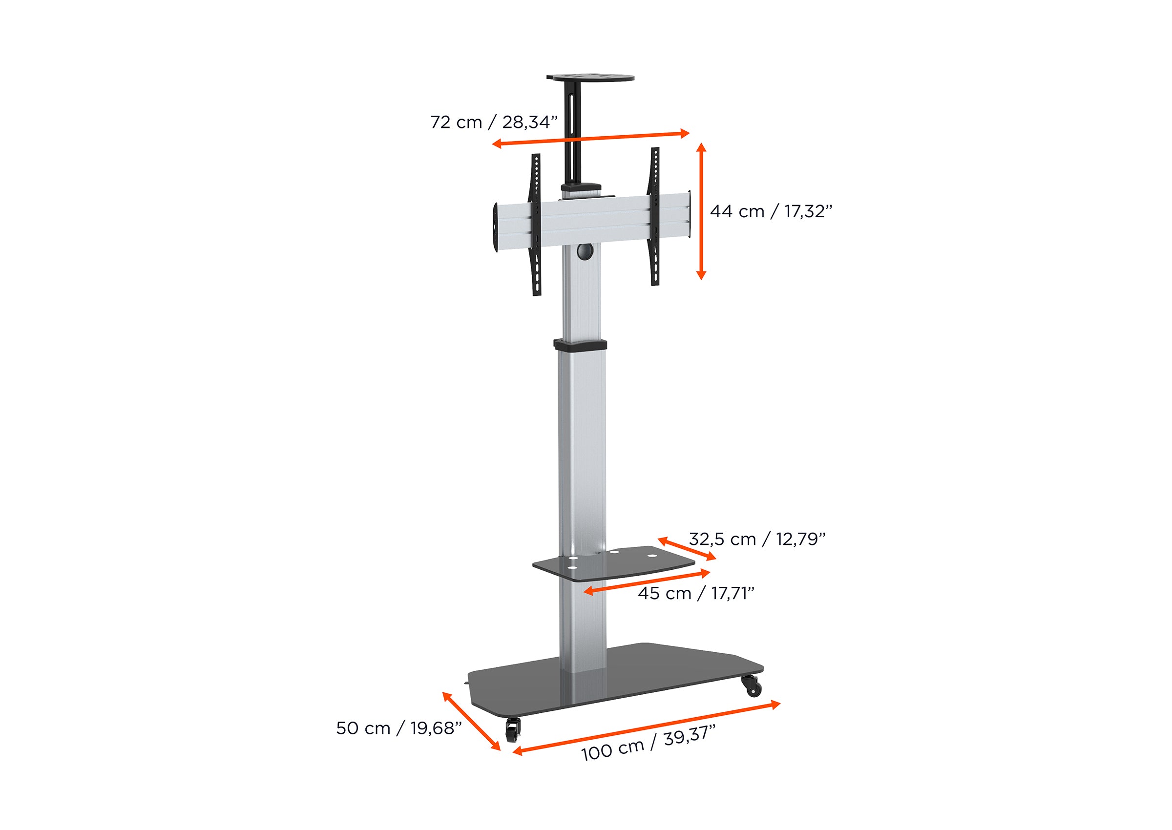 Support mobile/fixe celexon PRO Adjust-3270MP réglable en hauteur manuellement - 32’’-70’’ (inclinable de 15°)