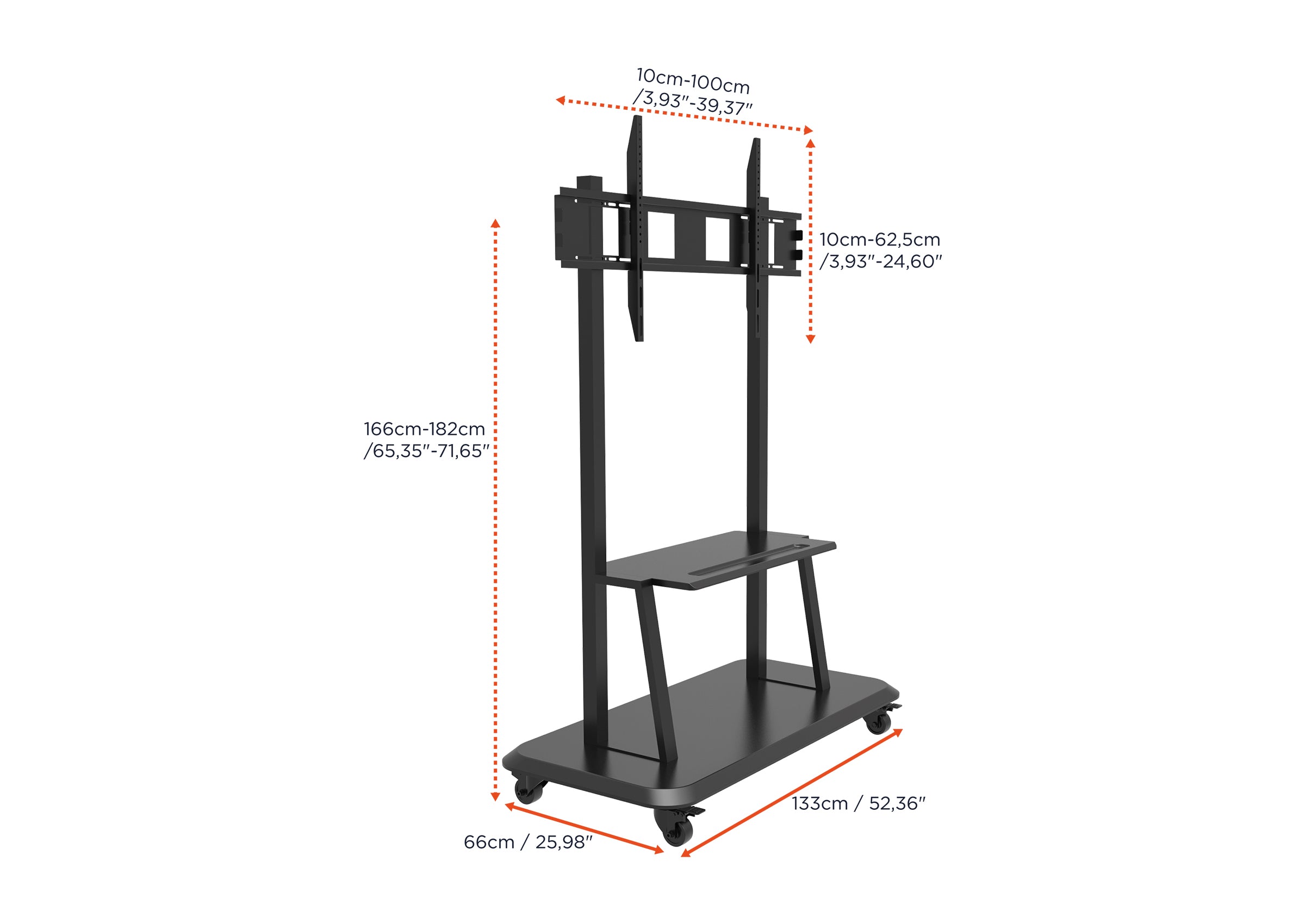 Support mobile/fixe celexon PRO Adjust-55120MP réglable en hauteur manuellement - 55’’-120’’