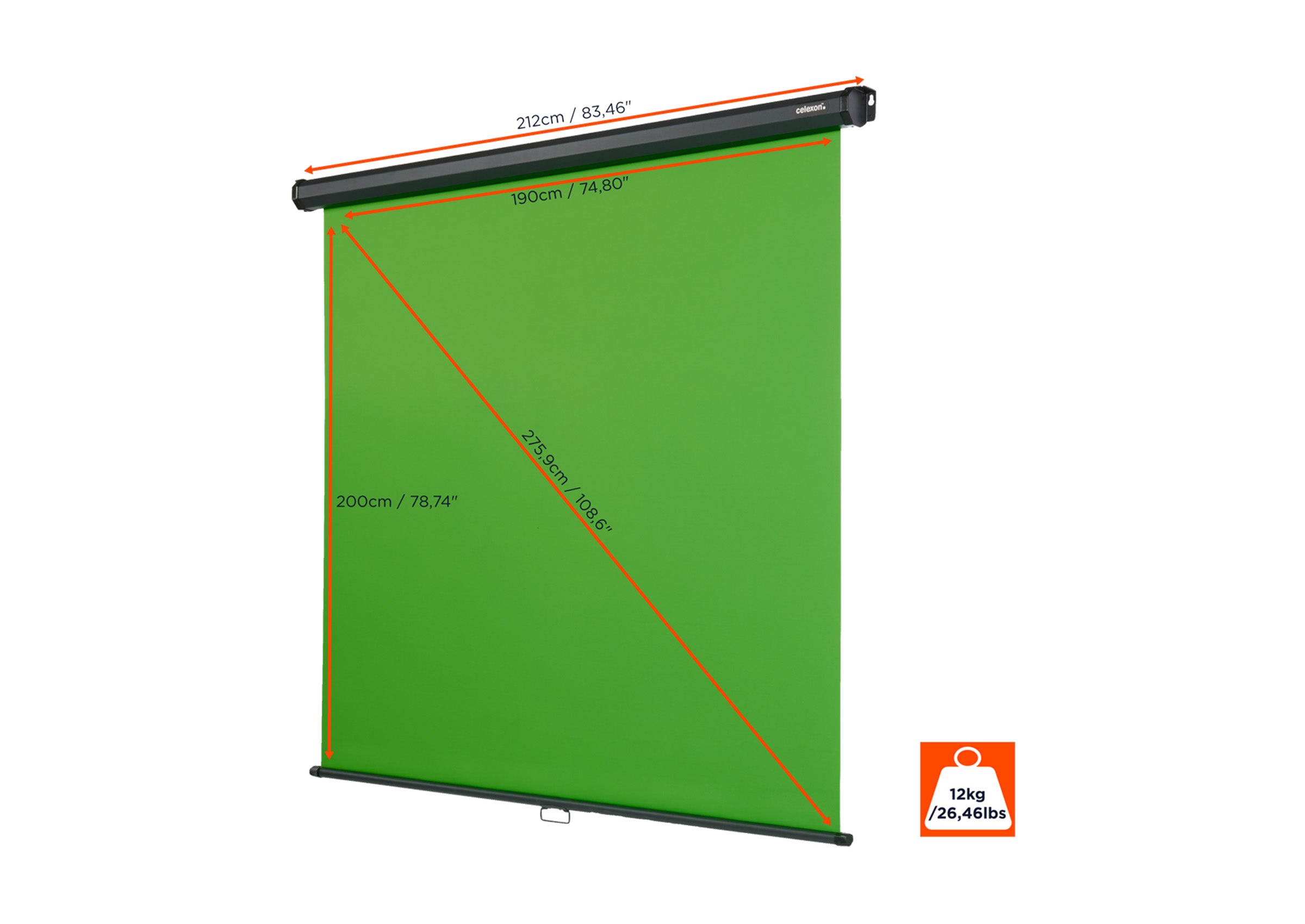 celexon Rollo Chroma Key Green Screen 200 x 190cm