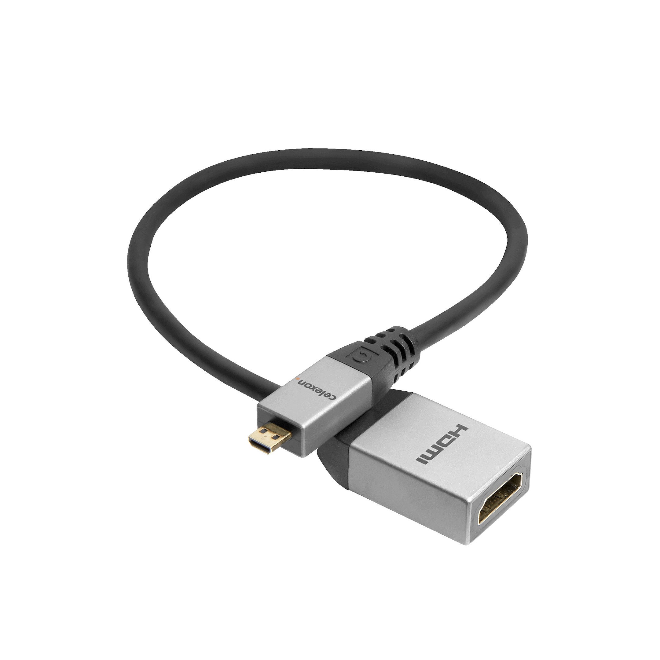 celexon Micro HDMI to HDMI M/F adapter with Ethernet - 2.0a/b 4K 0.25m - Professional Line