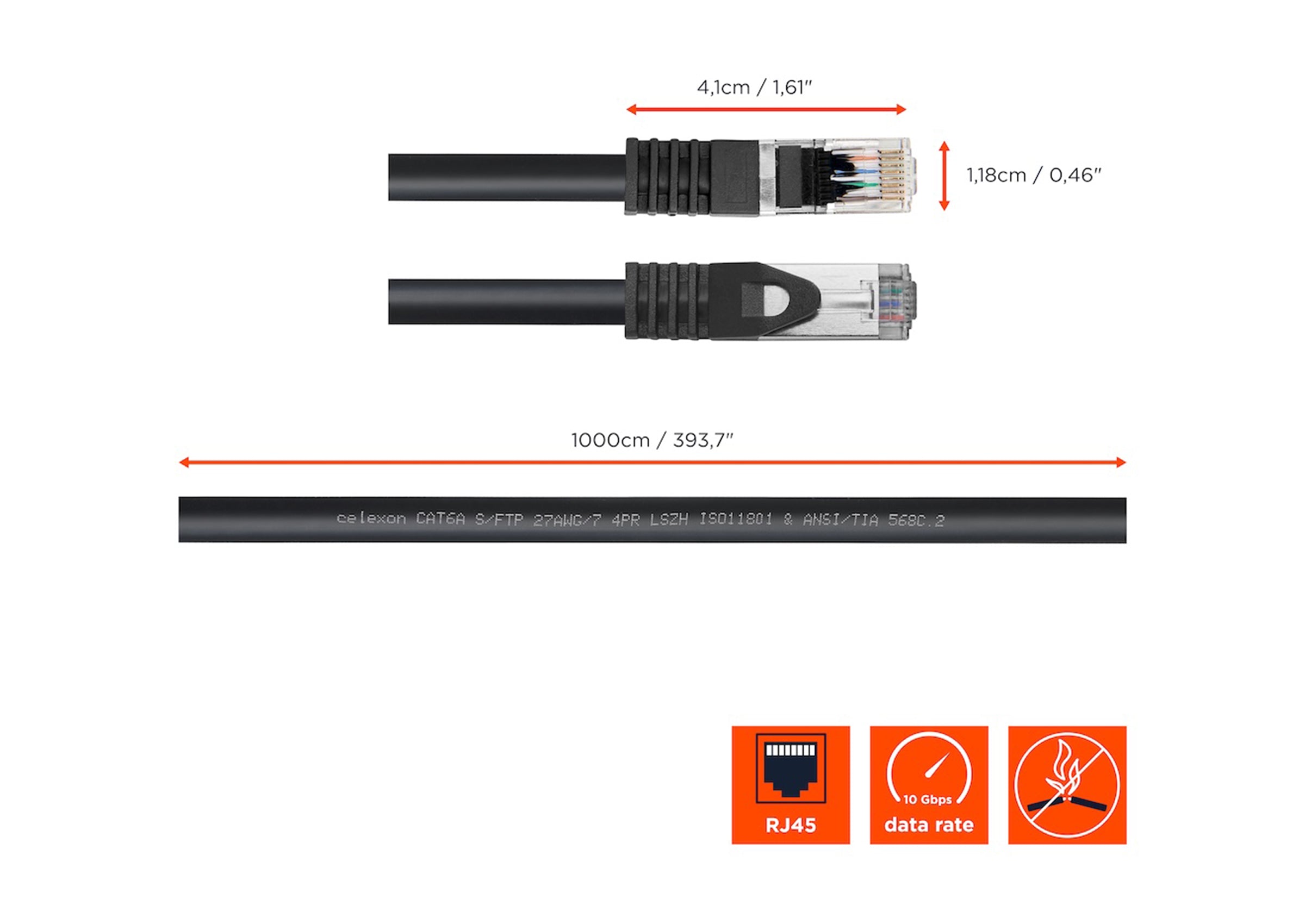 celexon CAT 6A Patchkabel - S/FTP