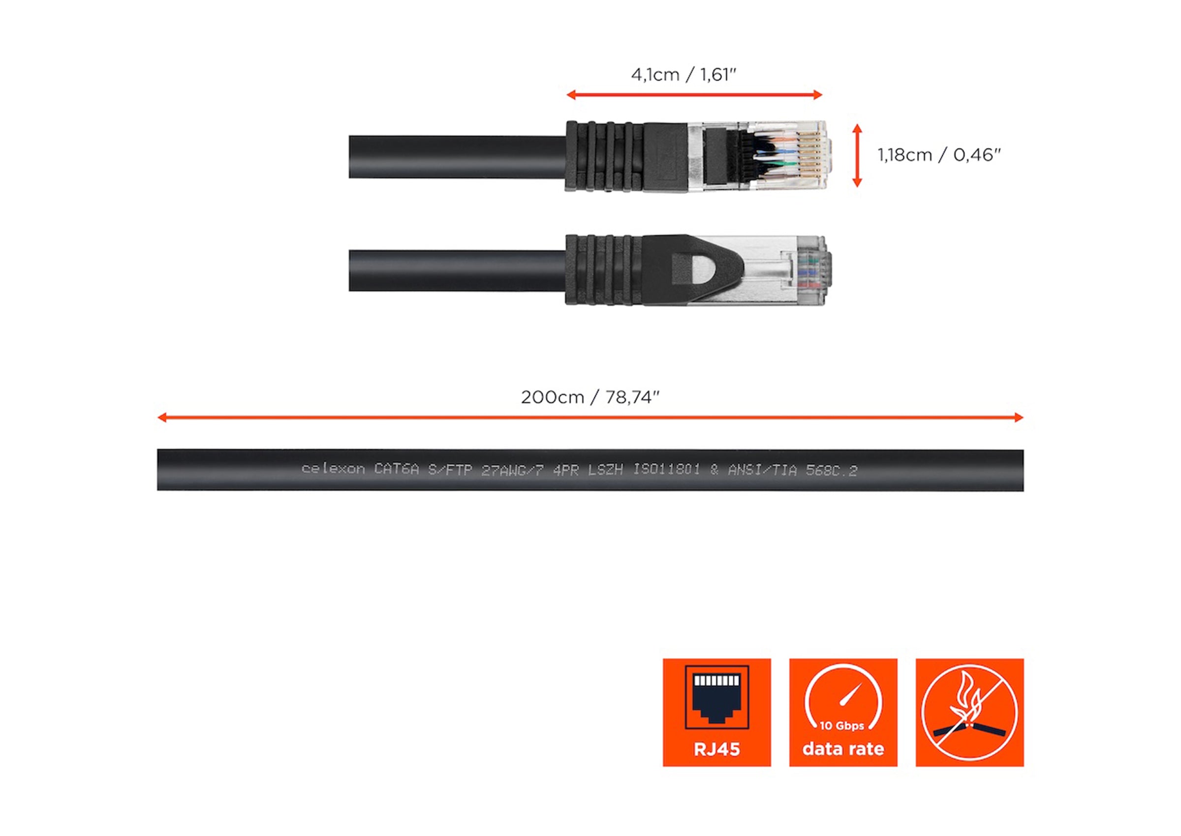 celexon CAT 6A Patchkabel - S/FTP