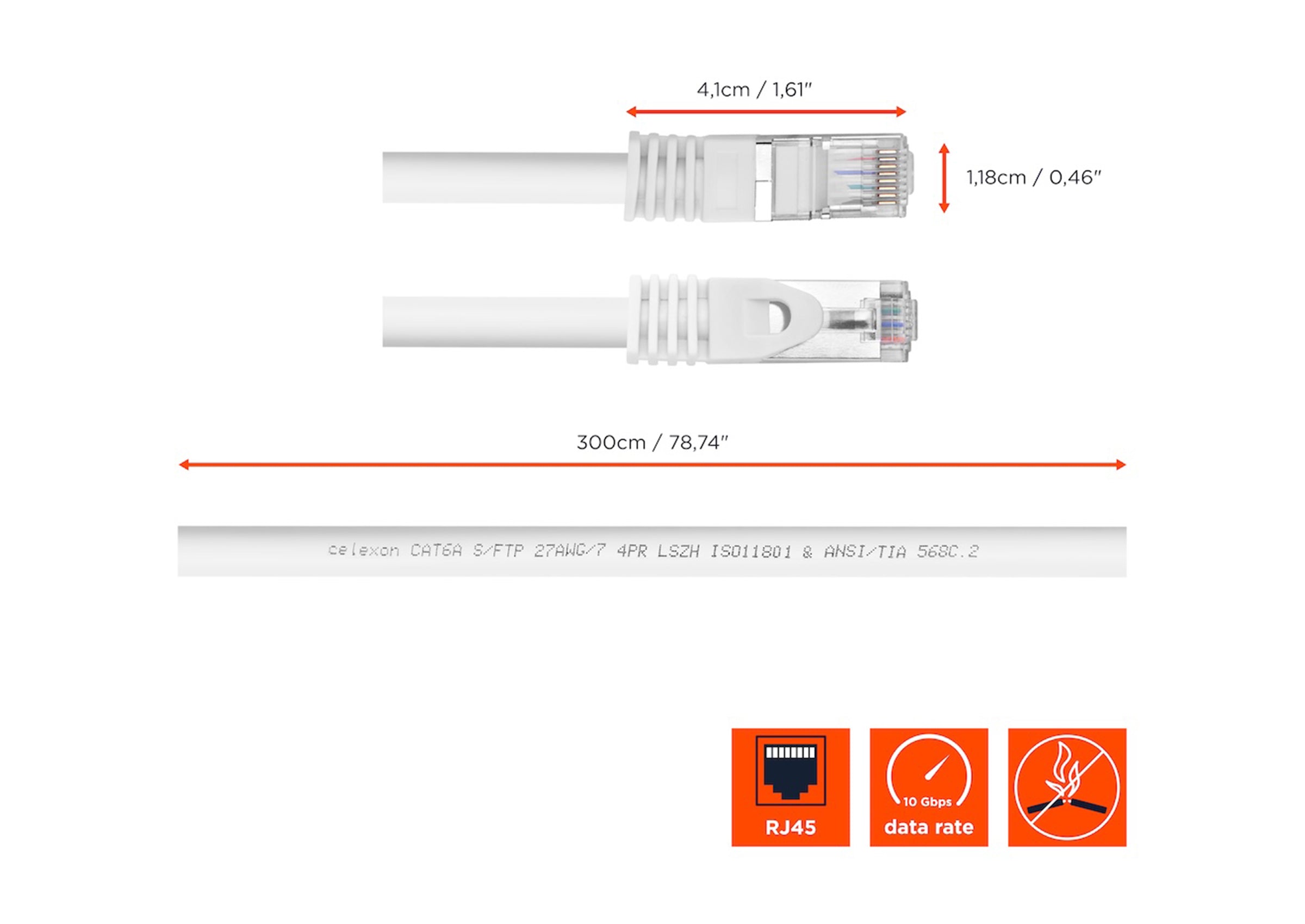 celexon Câble patch CAT 6A - S/FTP