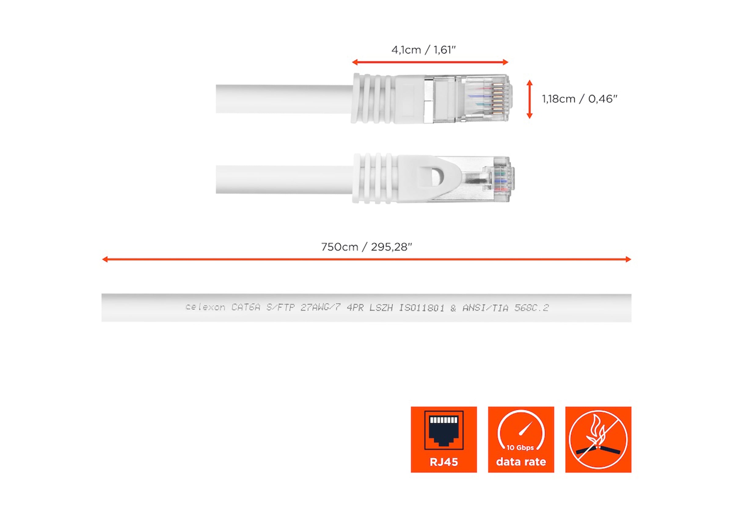celexon Câble patch CAT 6A - S/FTP
