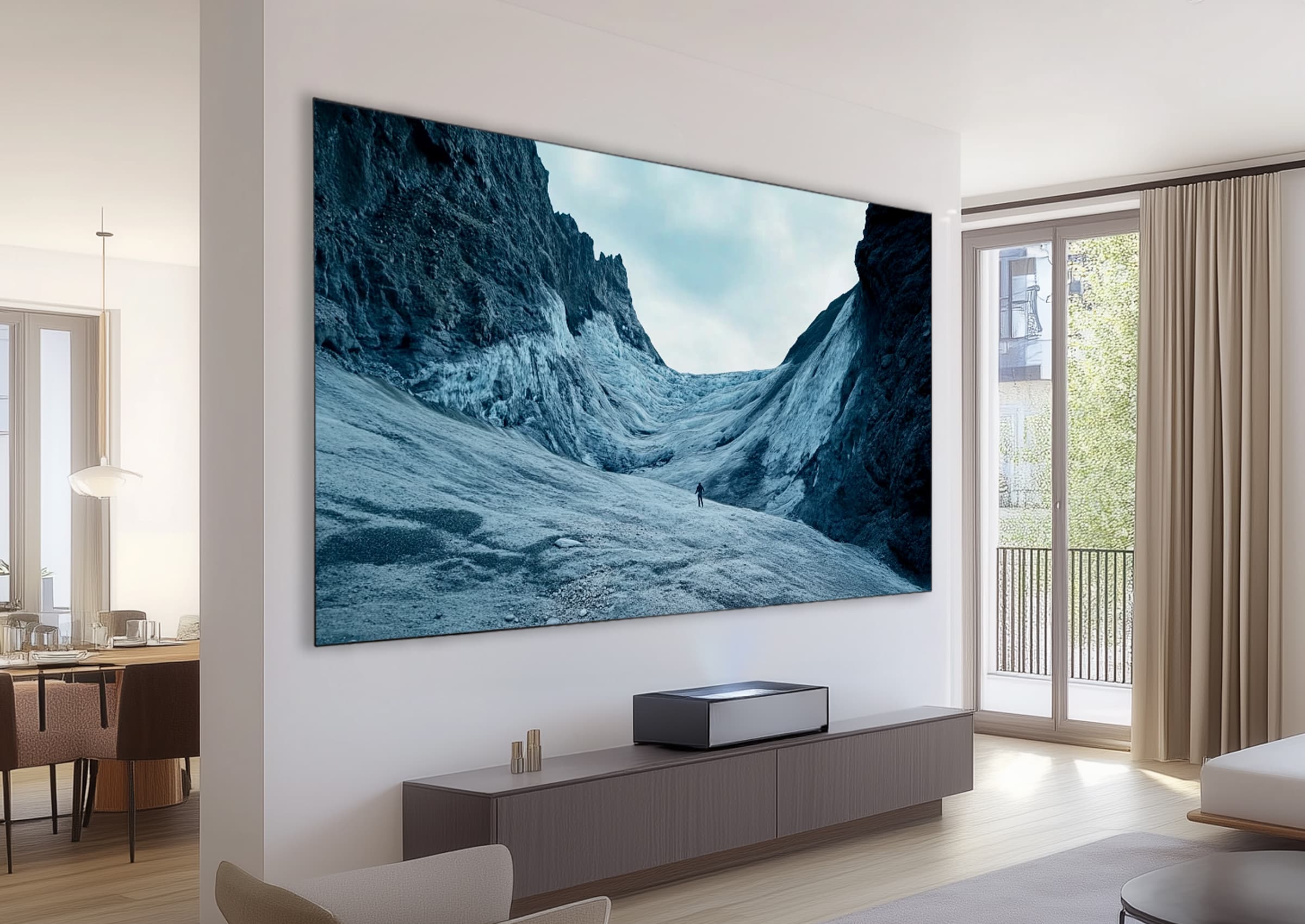 Écran de projection sur cadre celexon Fresnel HomeCinema UST à Haut Contraste SlimFrame