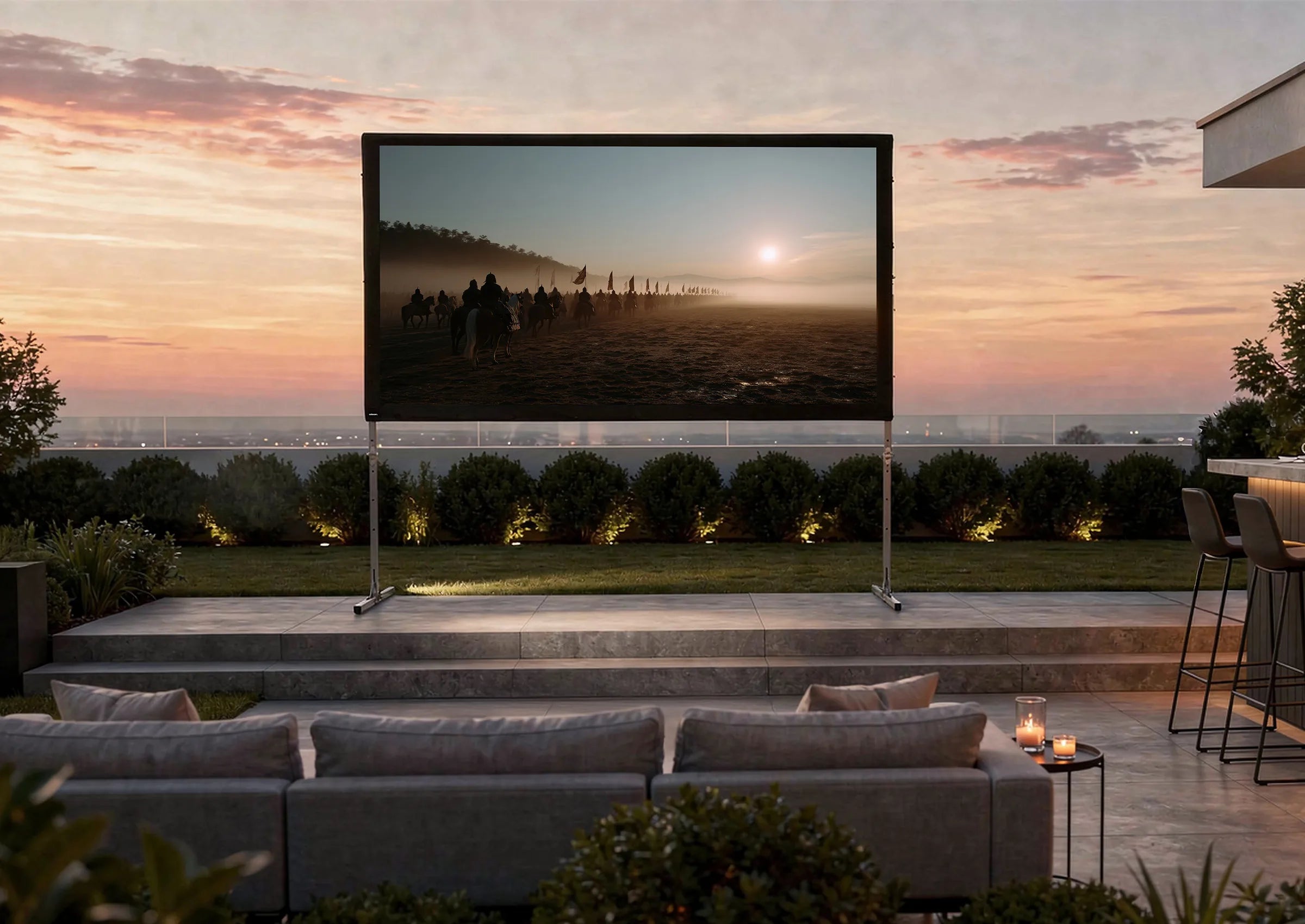 Pantalla con marco plegable Movil Expert de celexon, retroproyección