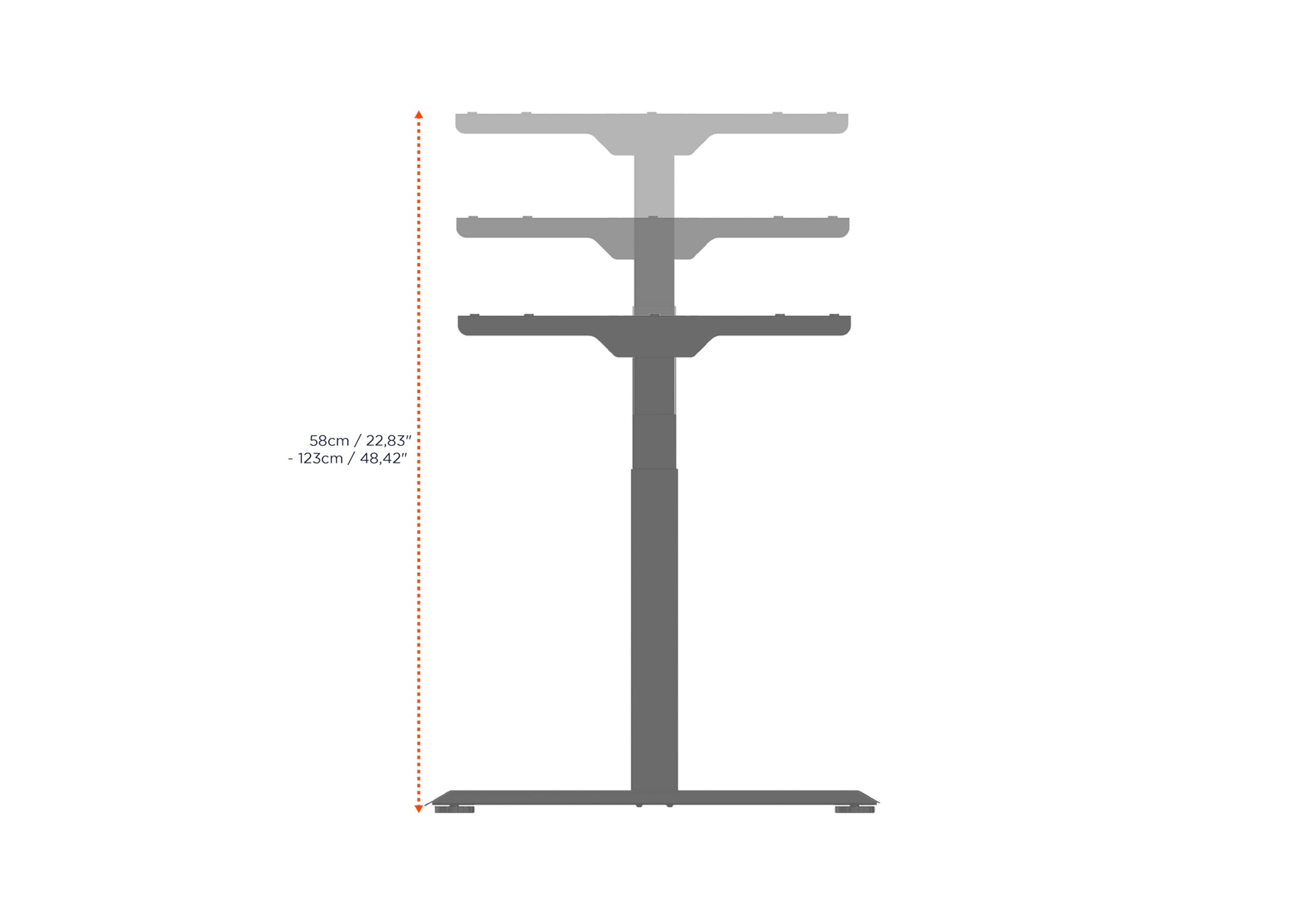 Cadre de bureau celexon PRO eAdjust-58123 réglable en hauteur électriquement - 58 - 123 cm
