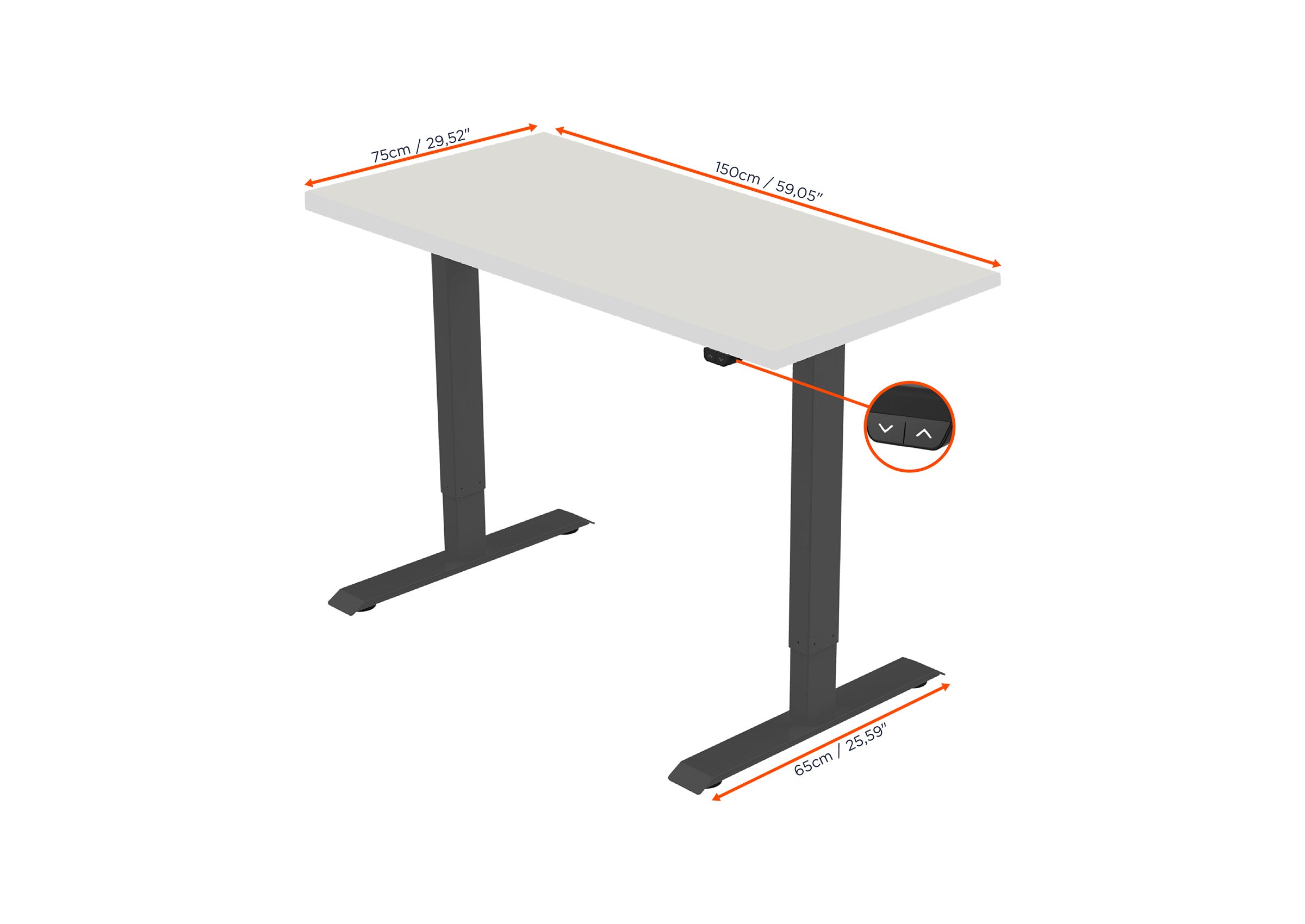 Bureau celexon ECO eAdjust-71121 réglable en hauteur électriquement - noir, avec plateau - pour un réglage ergonomique de la hauteur au quotidien