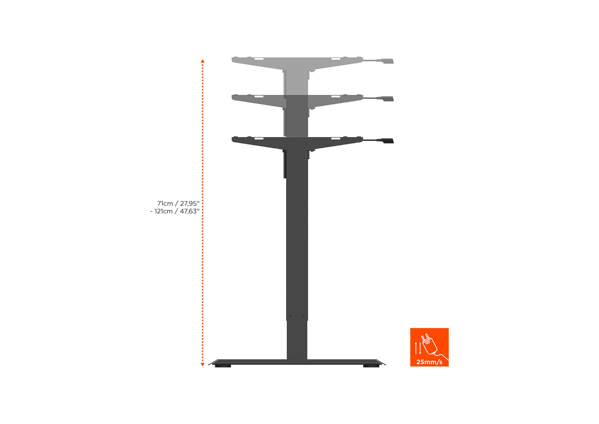 Bureau celexon ECO eAdjust-71121 réglable en hauteur électriquement - noir, avec plateau - pour un réglage ergonomique de la hauteur au quotidien