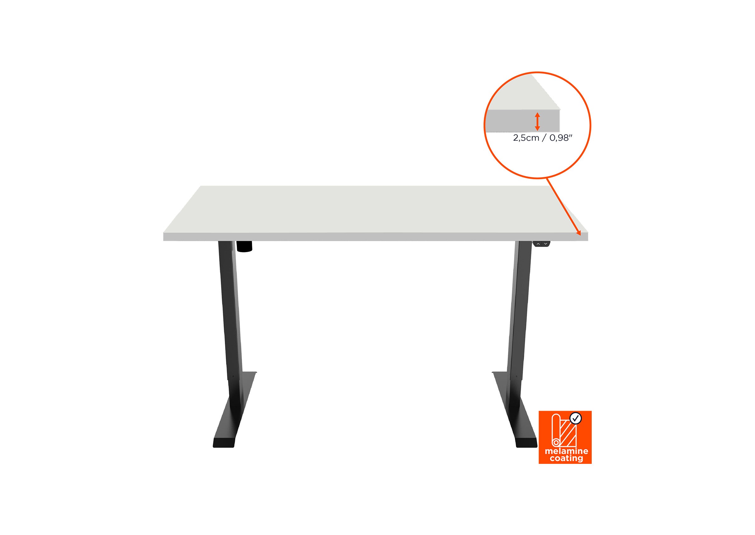 Bureau celexon ECO eAdjust-71121 réglable en hauteur électriquement - noir, avec plateau - pour un réglage ergonomique de la hauteur au quotidien