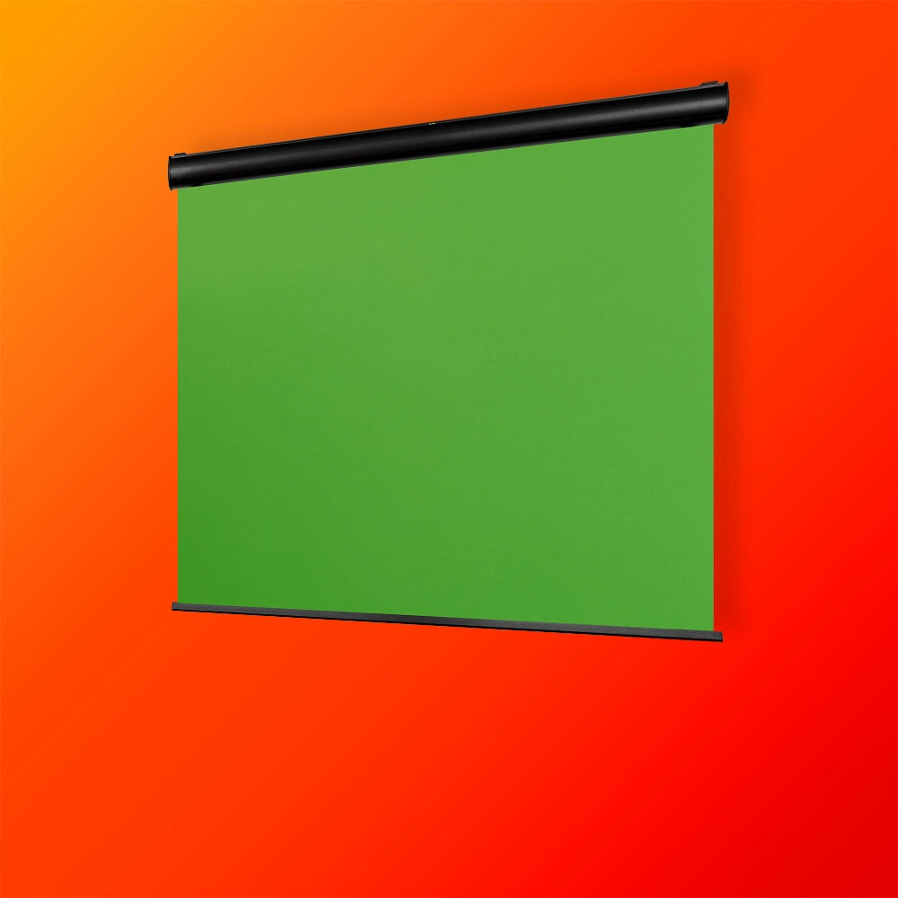 celexon Electric Chroma Key Green Screen on an orange background