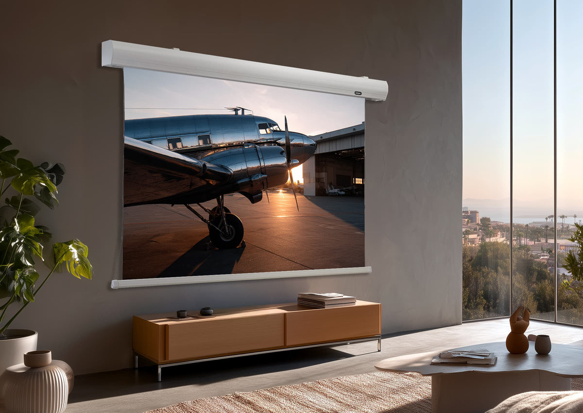 Pantalla Motorizada Celexon HomeCinema Tension De 135″ (298x168 Cm) Con Tejido ALR Dynamic Slate – Para 4K Y 8K, Sin Máscara Negra
