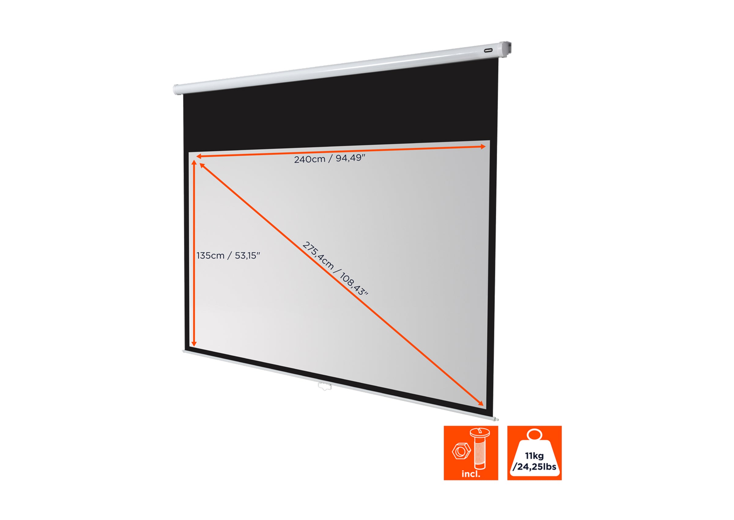 Telone Manual Economy 300x300 Cm – Schermo Da Proiezione Economico E Robusto