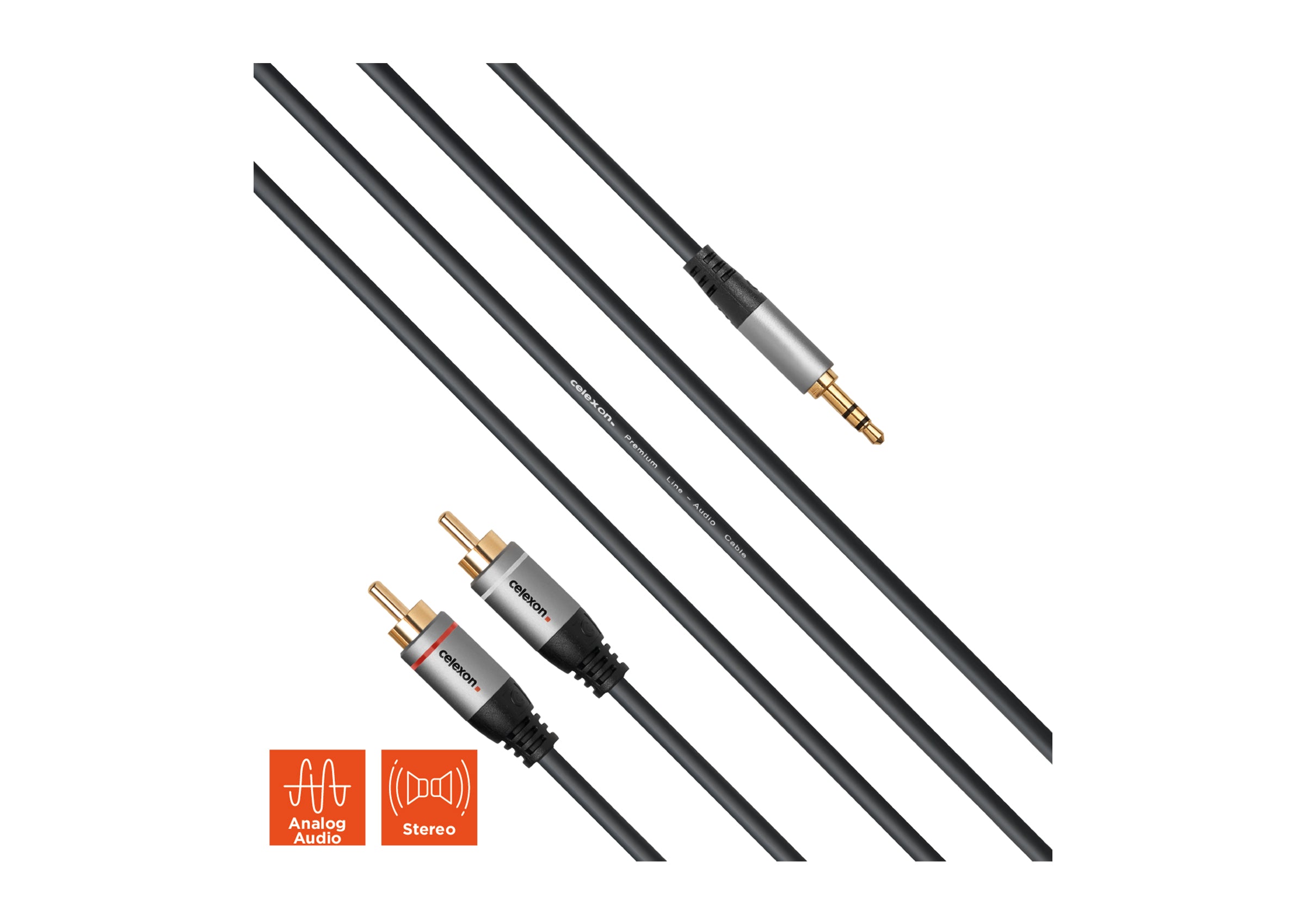 celexon 2x RCA to 3.5mm stereo jack audio cable - Professional Line