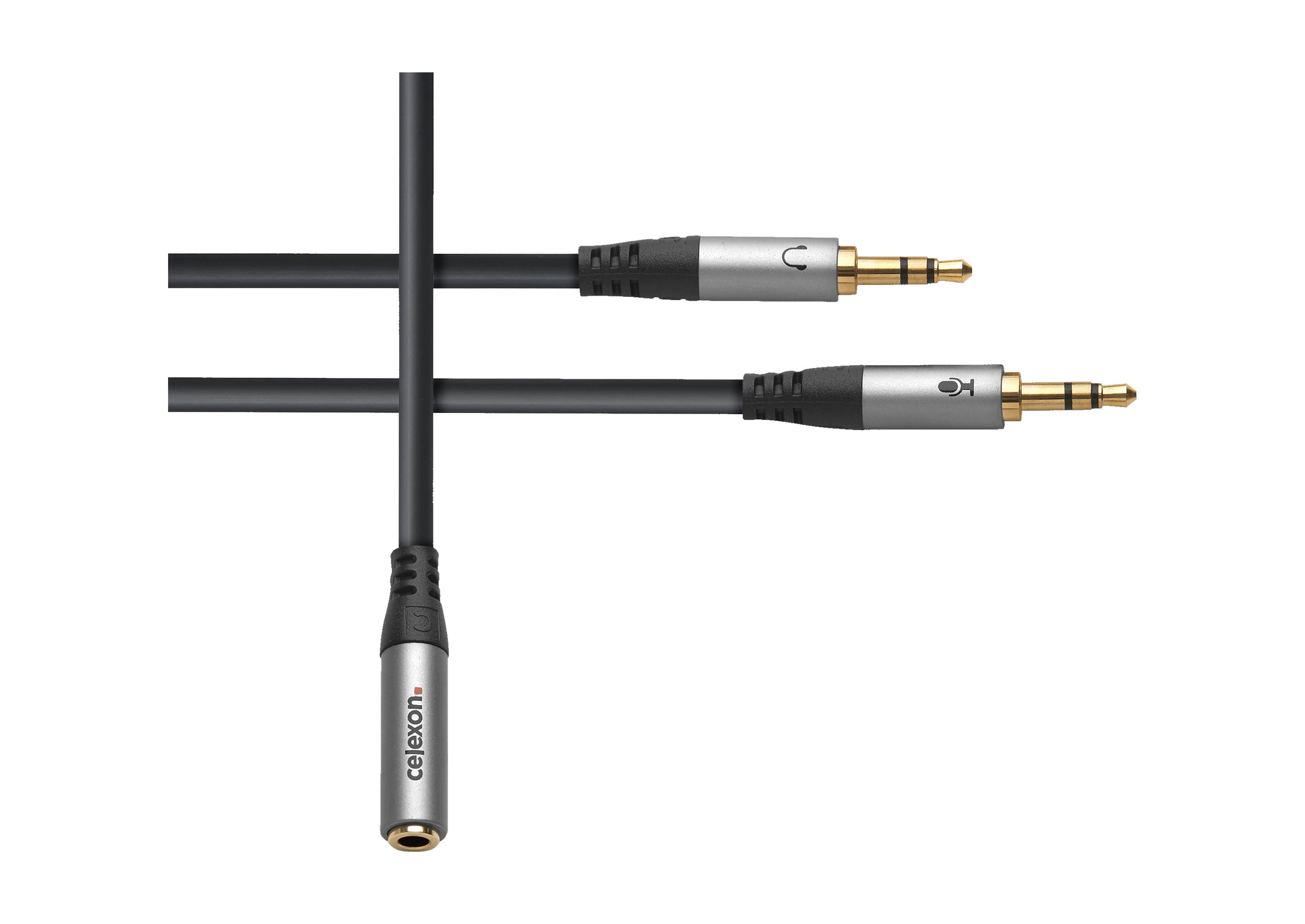 celexon 2x 3,5mm Stereo Klinke auf 3,5mm Stereo Klinke M/F Audioadapter 0,25m - Professional Line