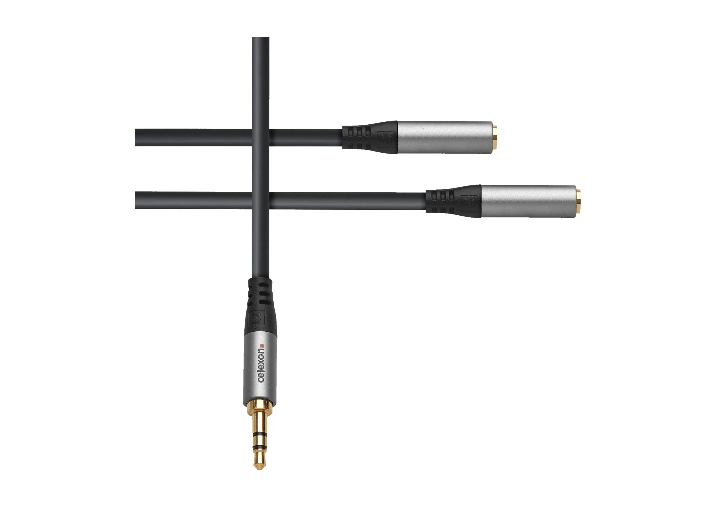 celexon 3,5mm Stereo Klinke auf 2x 3,5mm Stereo Klinke M/F Audioadapter 0,25m - Professional Line