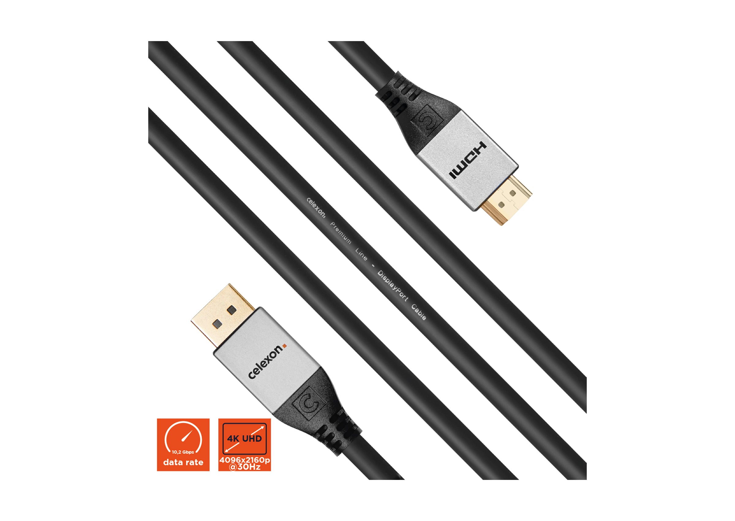 celexon DisplayPort to HDMI Cable 4K - Professional Line