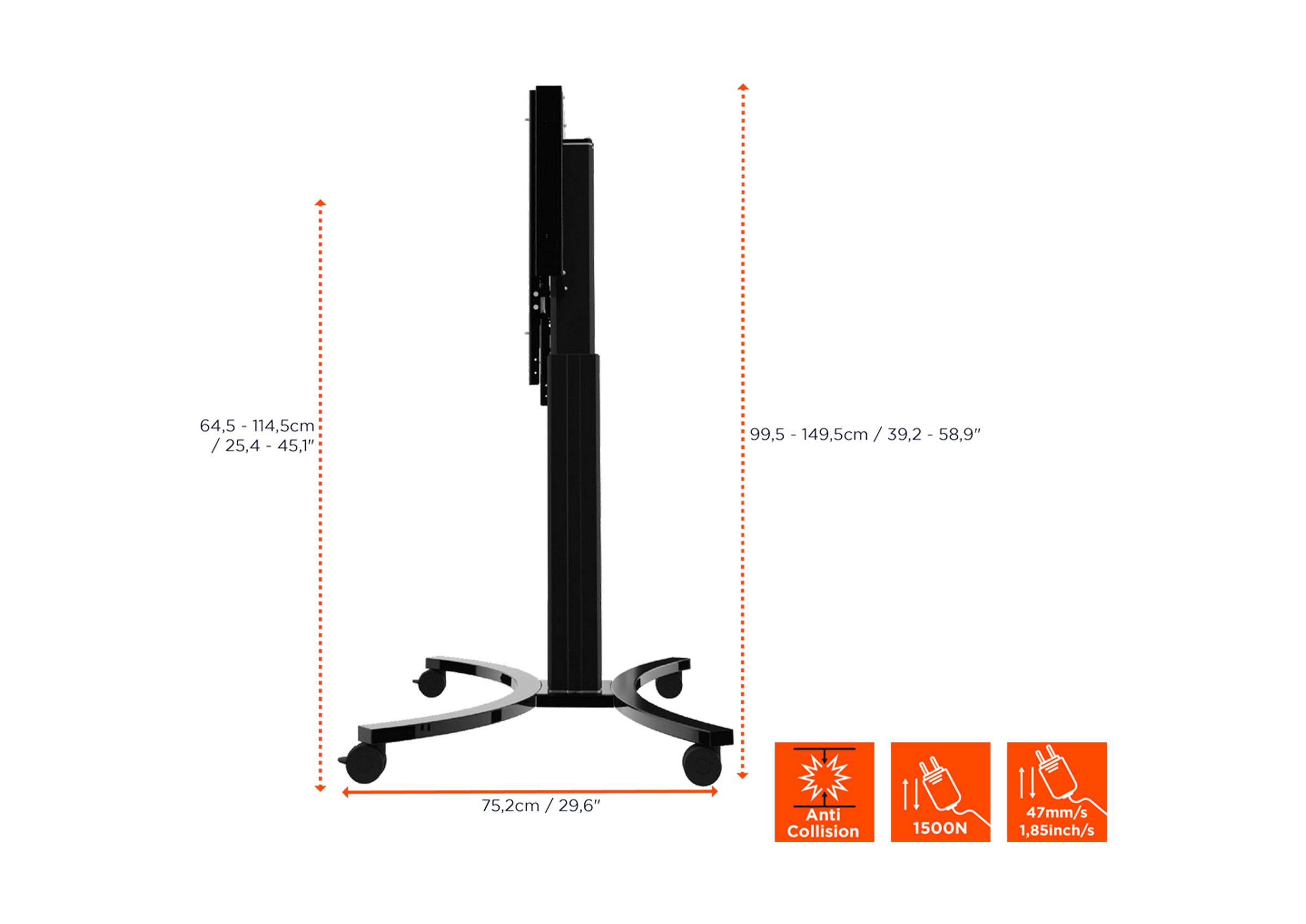 celexon Expert electrically height-adjustable display trolley Adjust-4286MB