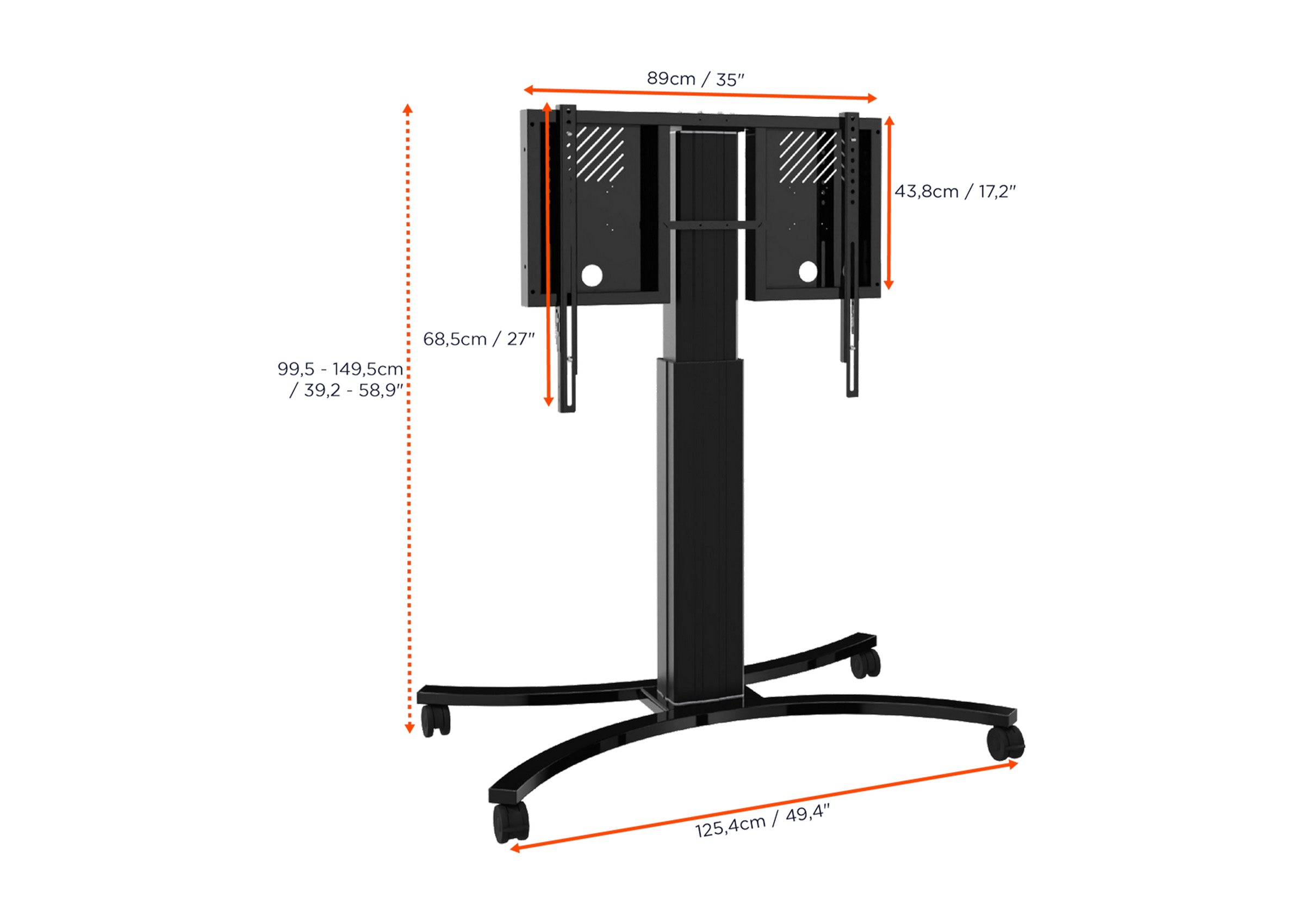 celexon Expert electrically height-adjustable display trolley Adjust-4286MB