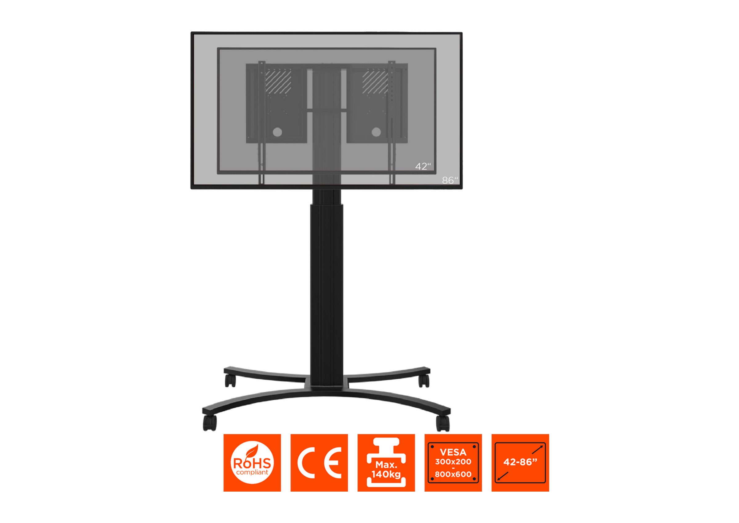 celexon Expert electrically height-adjustable display trolley Adjust-4286MB