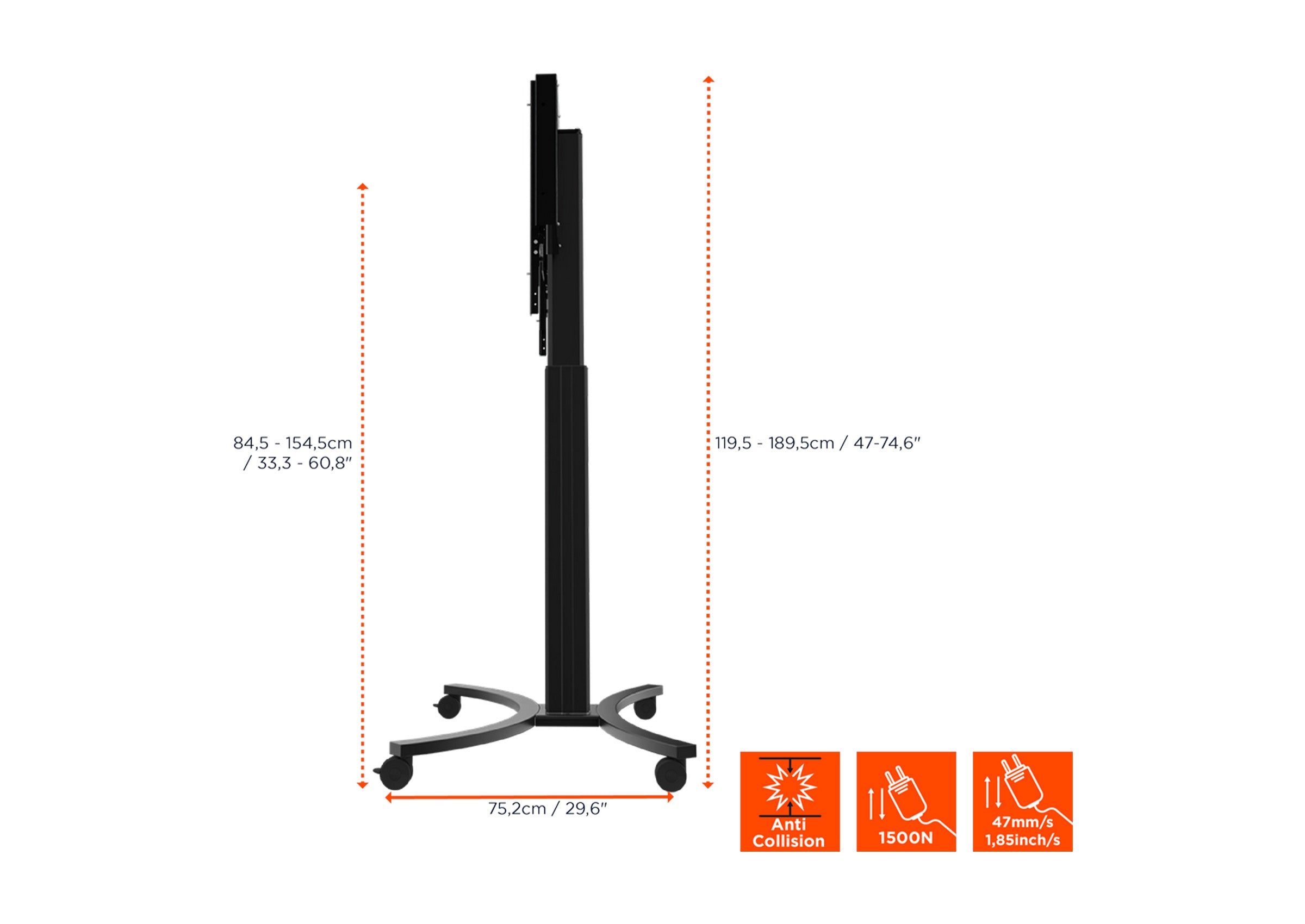 celexon Expert electrically height-adjustable display trolley Adjust-4286MB