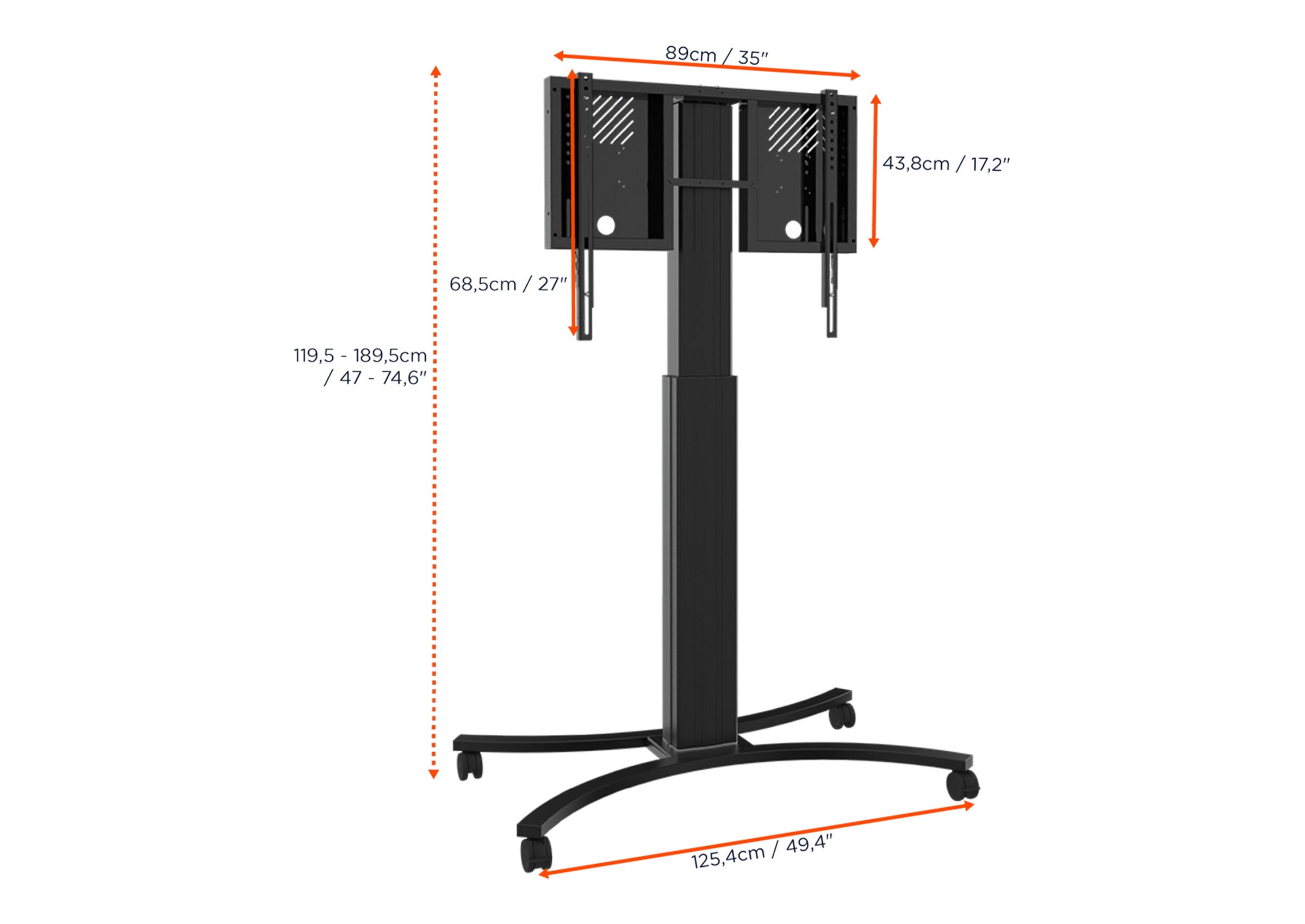 celexon Expert electrically height-adjustable display trolley Adjust-4286MB