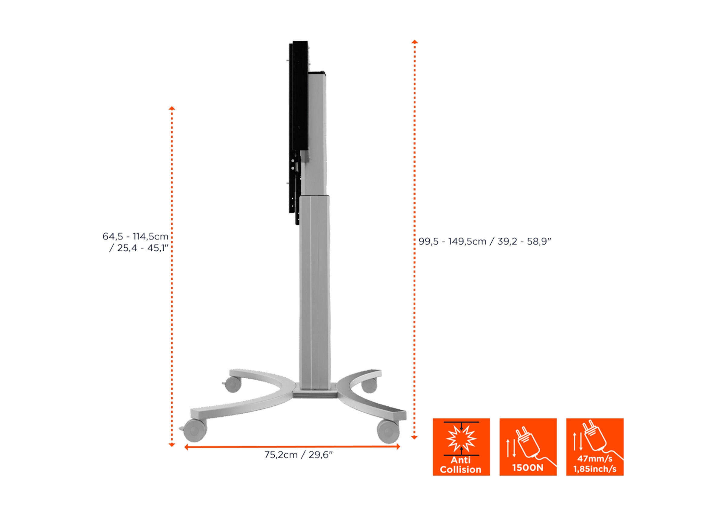 celexon Expert electric height adjustable display trolley Adjust-4286MS