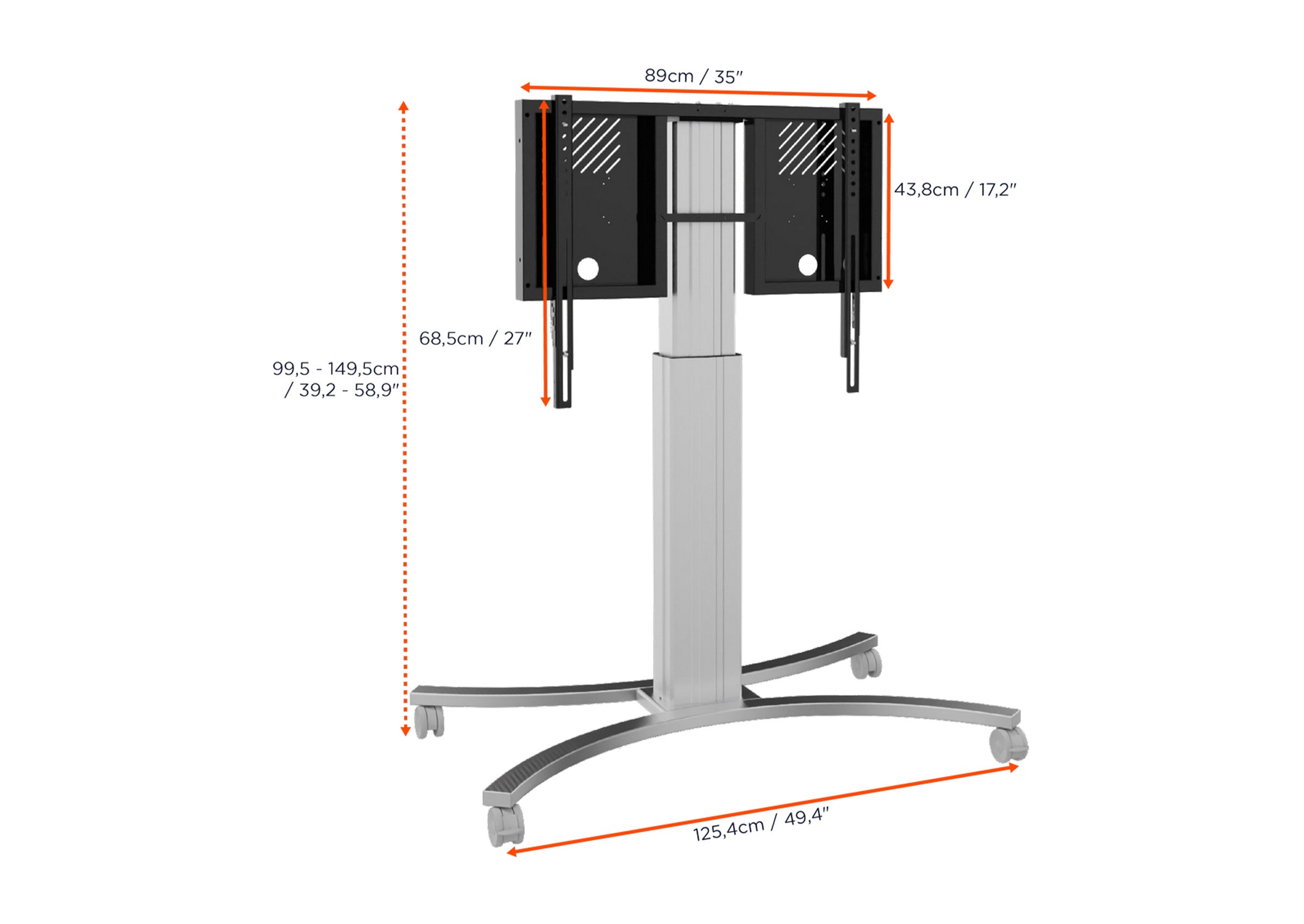 celexon Expert electric height adjustable display trolley Adjust-4286MS