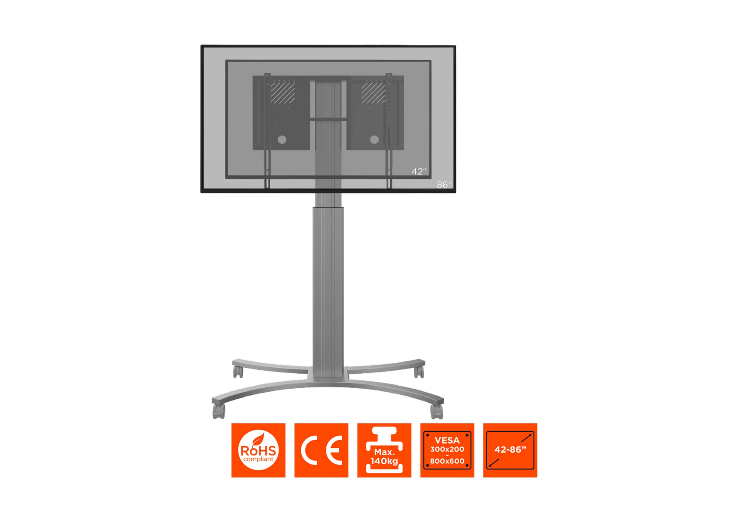 celexon Expert electric height adjustable display trolley Adjust-4286MS